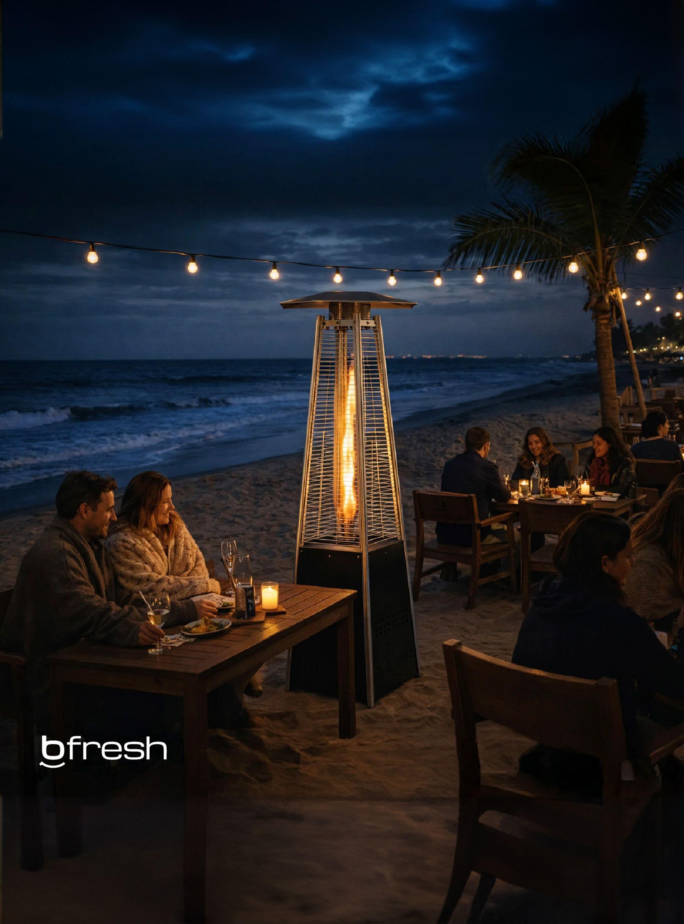 Estufa De Patio Tipo Pirámide A Gas 14kw Negro Bfresh-3
