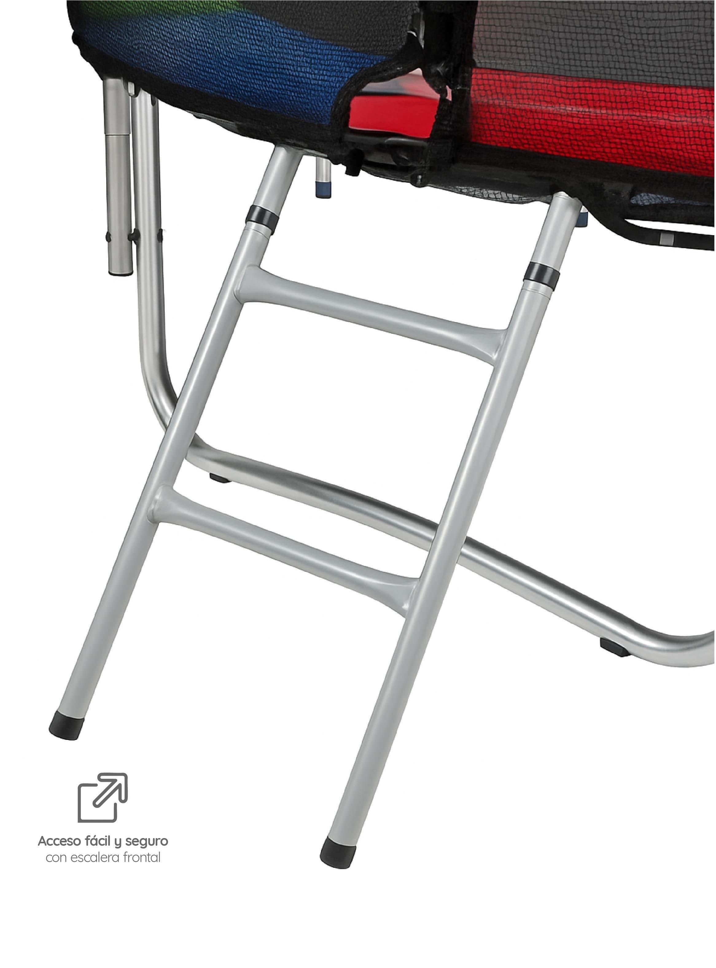 Cama ElásticaI 8ft 2,44 mts Malla seguridad + Escalera GlowUp-4