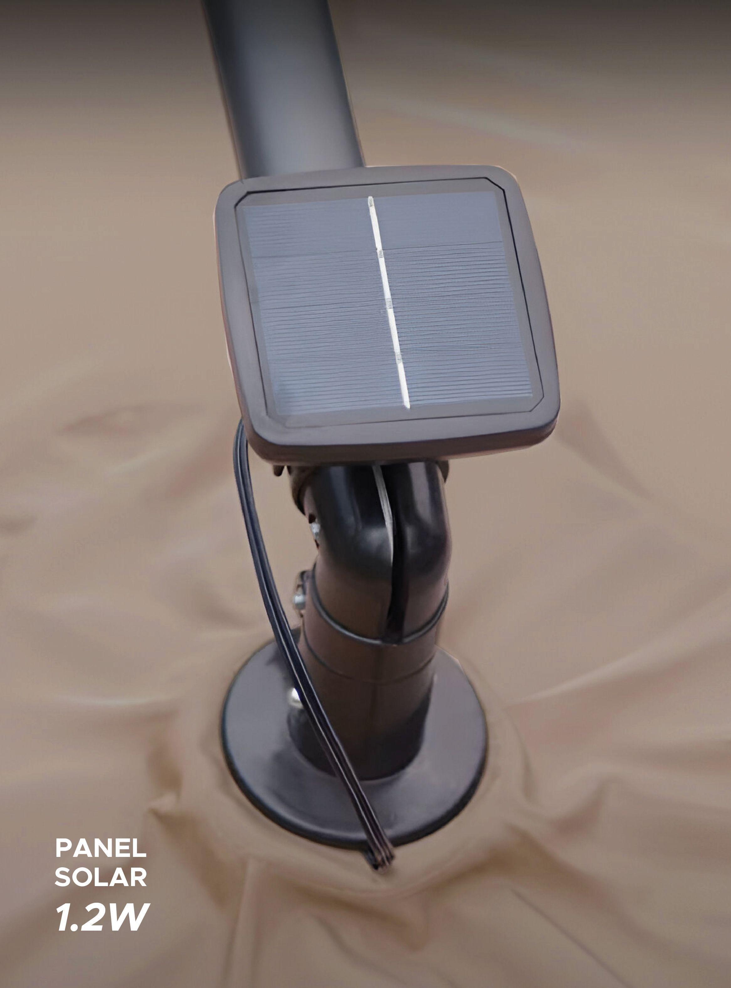 Quitasol sombrilla lateral terraza 3x3 panel solar luz led Beige-3