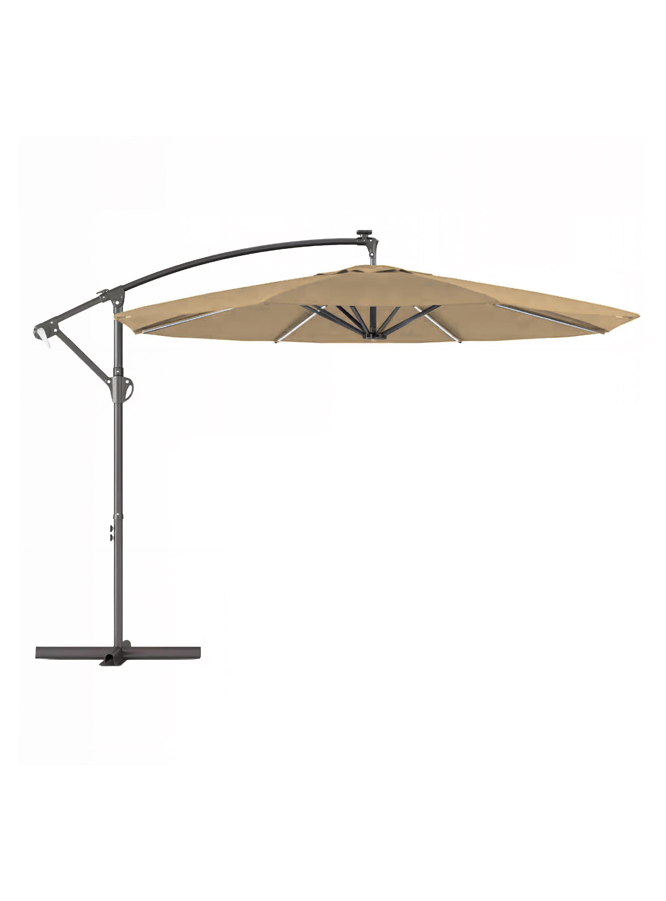 Quitasol sombrilla lateral terraza 3x3 panel solar luz led Beige-0