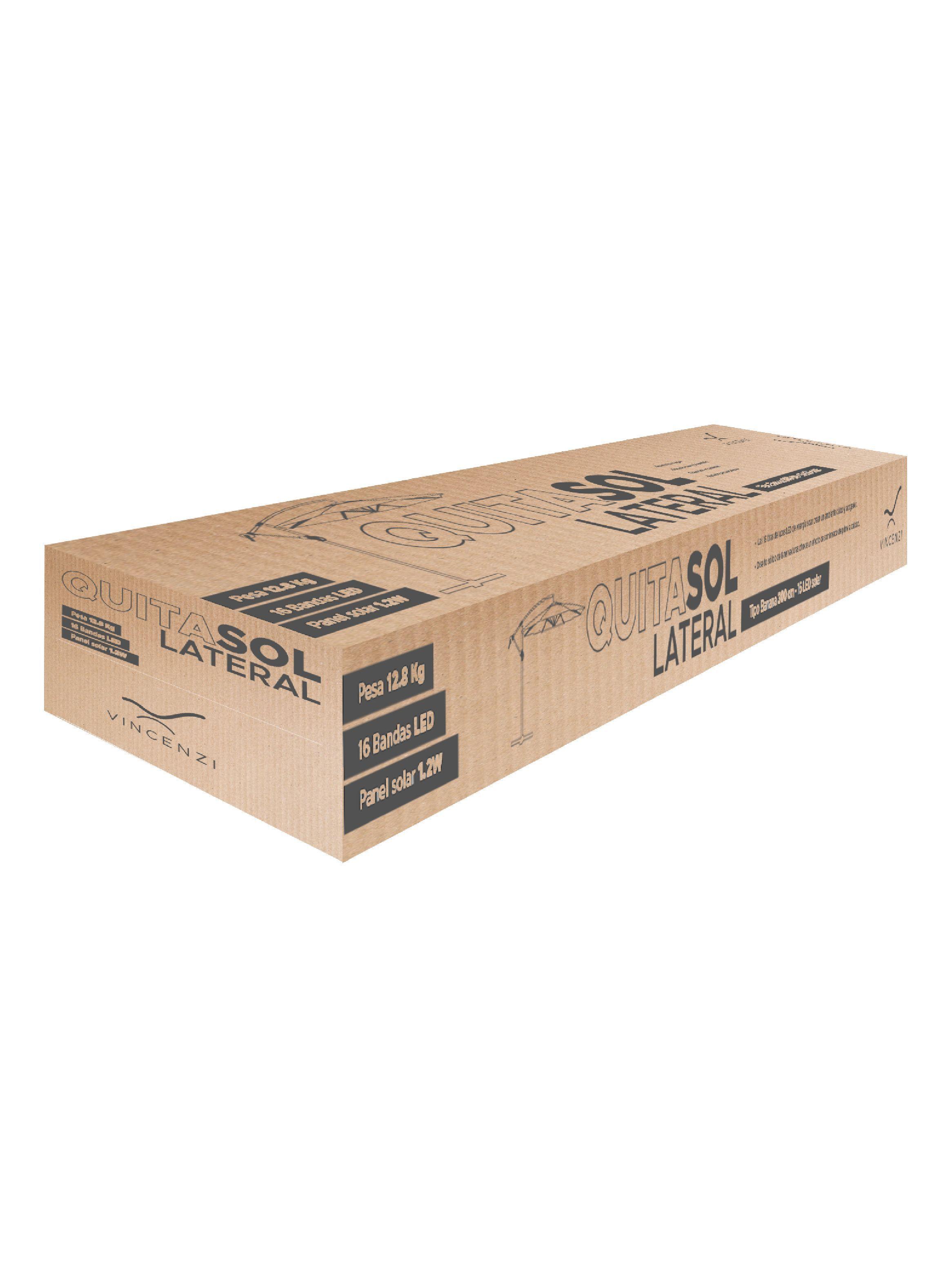 Quitasol sombrilla lateral terraza 3x3 panel solar luz led Beige-7