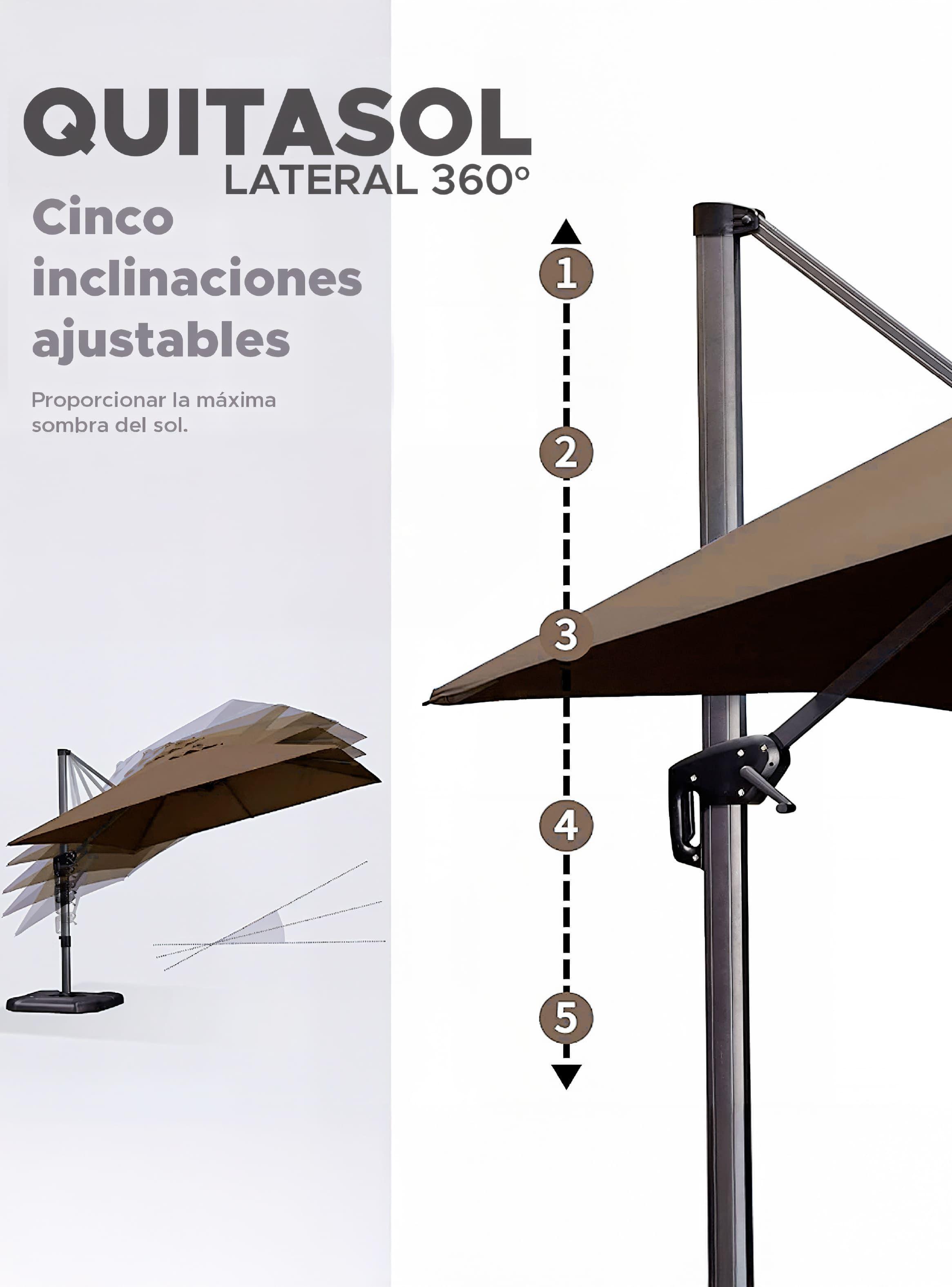 Quitasol Lateral 360 Khaki-2