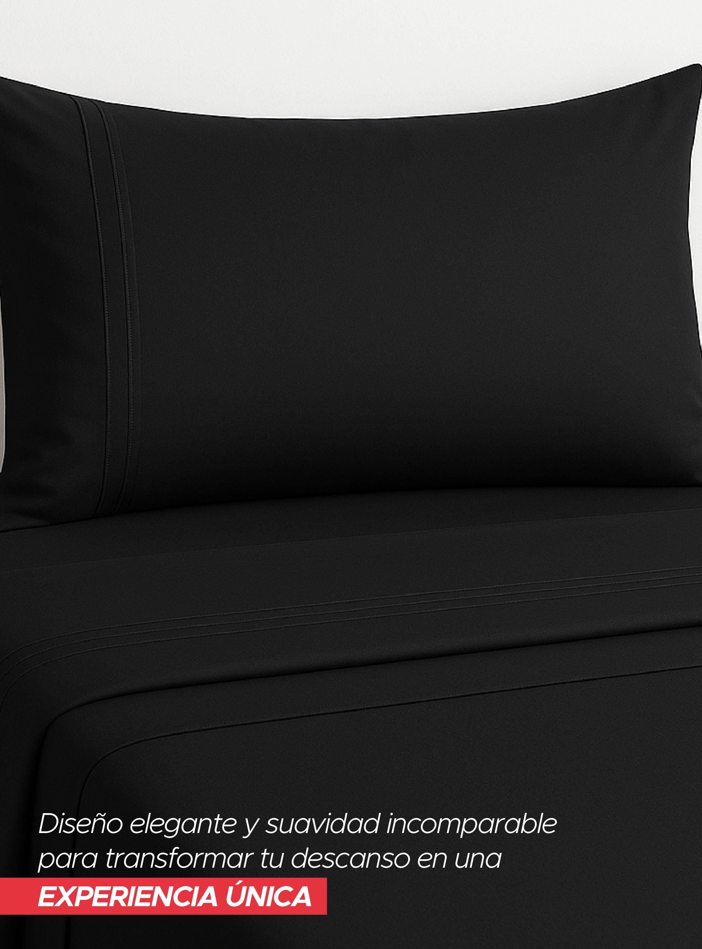 Juego De Sábanas Negra 1800 Hilos Ultra Suave 2 Plazas Vincenzi-4