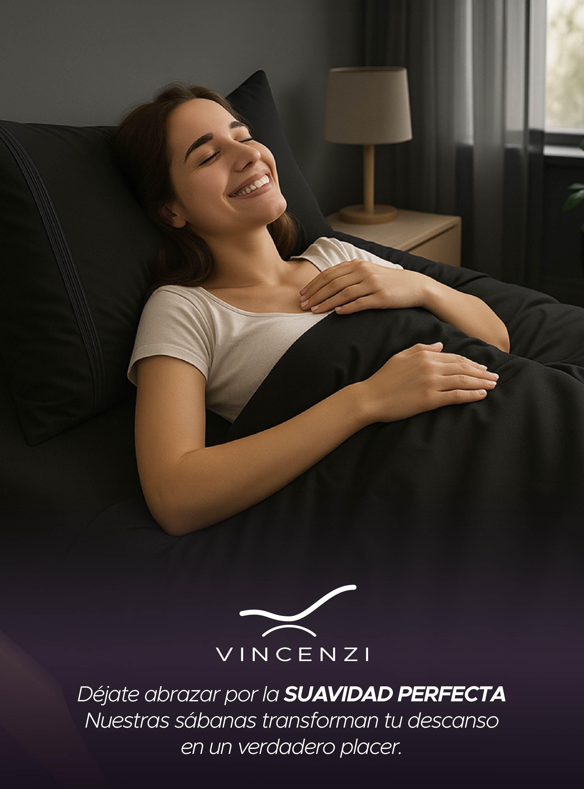 Juego De Sábanas Negra 1800 Hilos Ultra Suave 2 Plazas Vincenzi-5