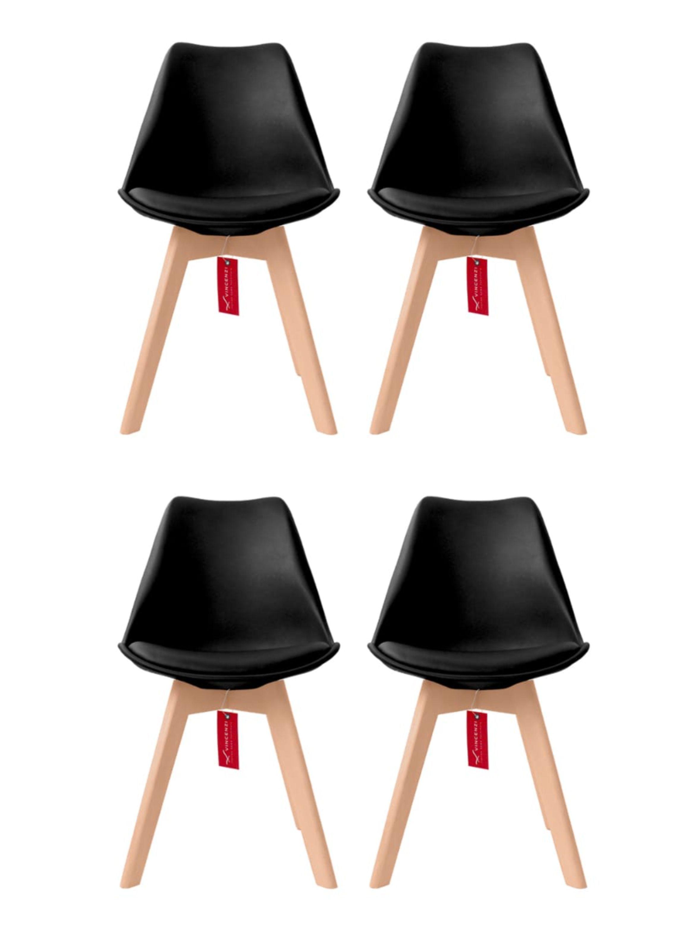 Pack de 4 sillas eames con cojín negras París-0