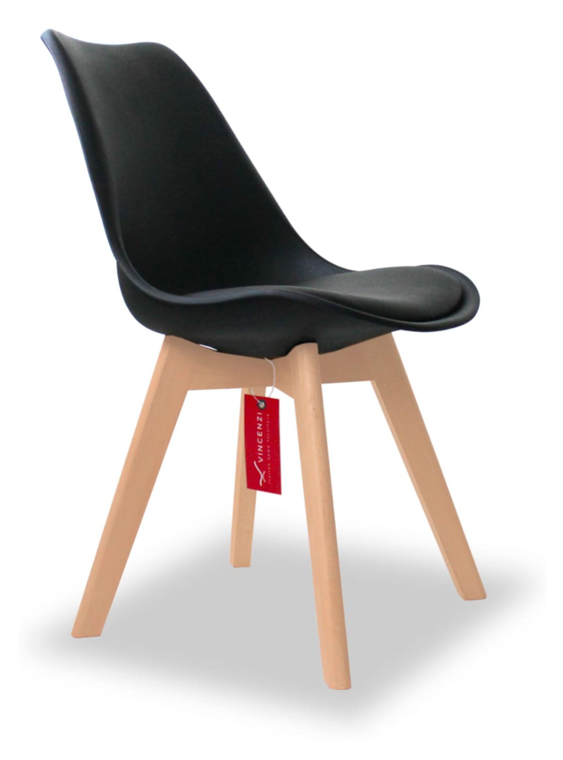 Pack de 4 sillas eames con cojín negras París-2