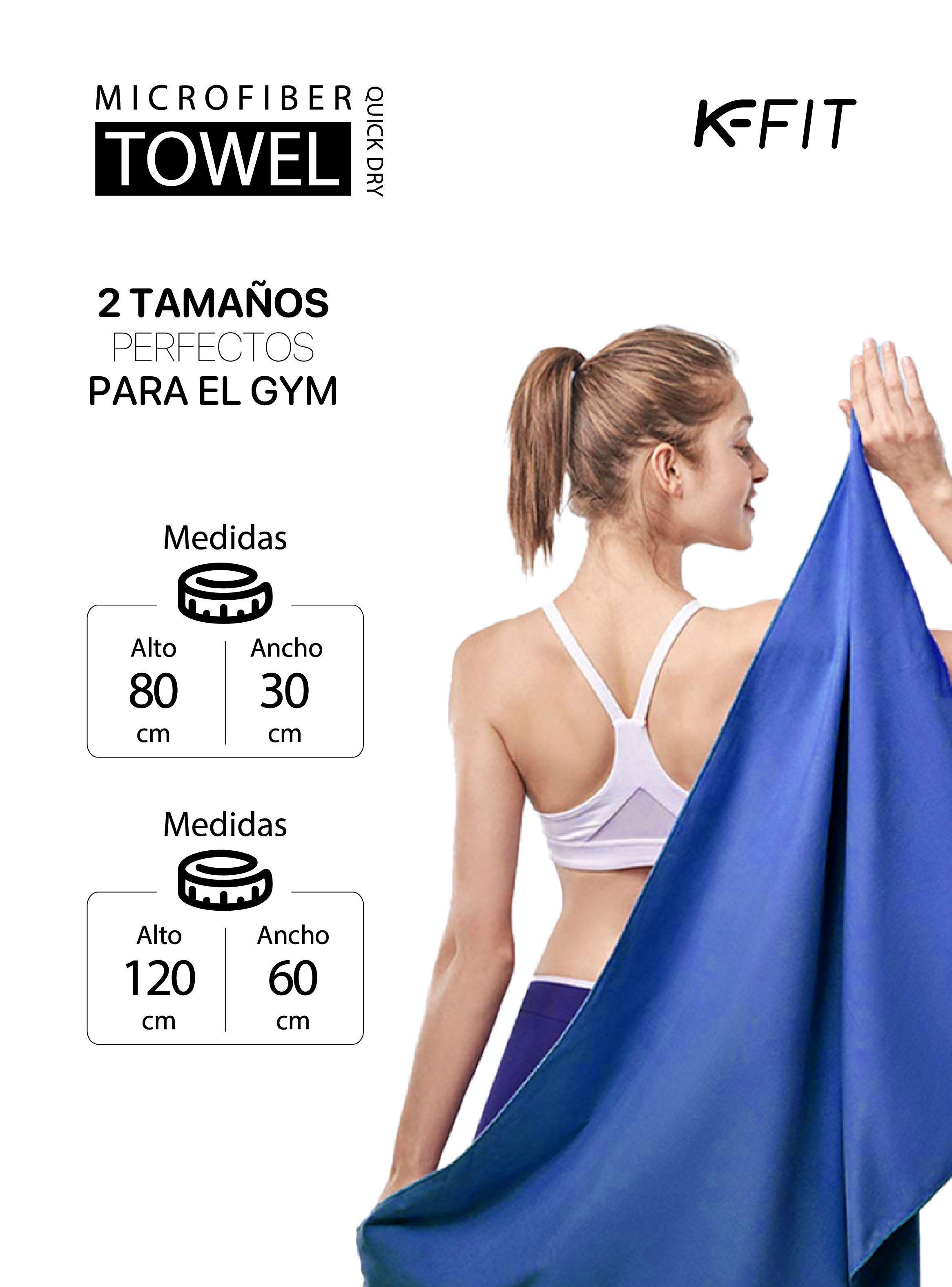 Toallas Microfibra Grande Secado Rápido Pack + Estuche Azul K-fit-2