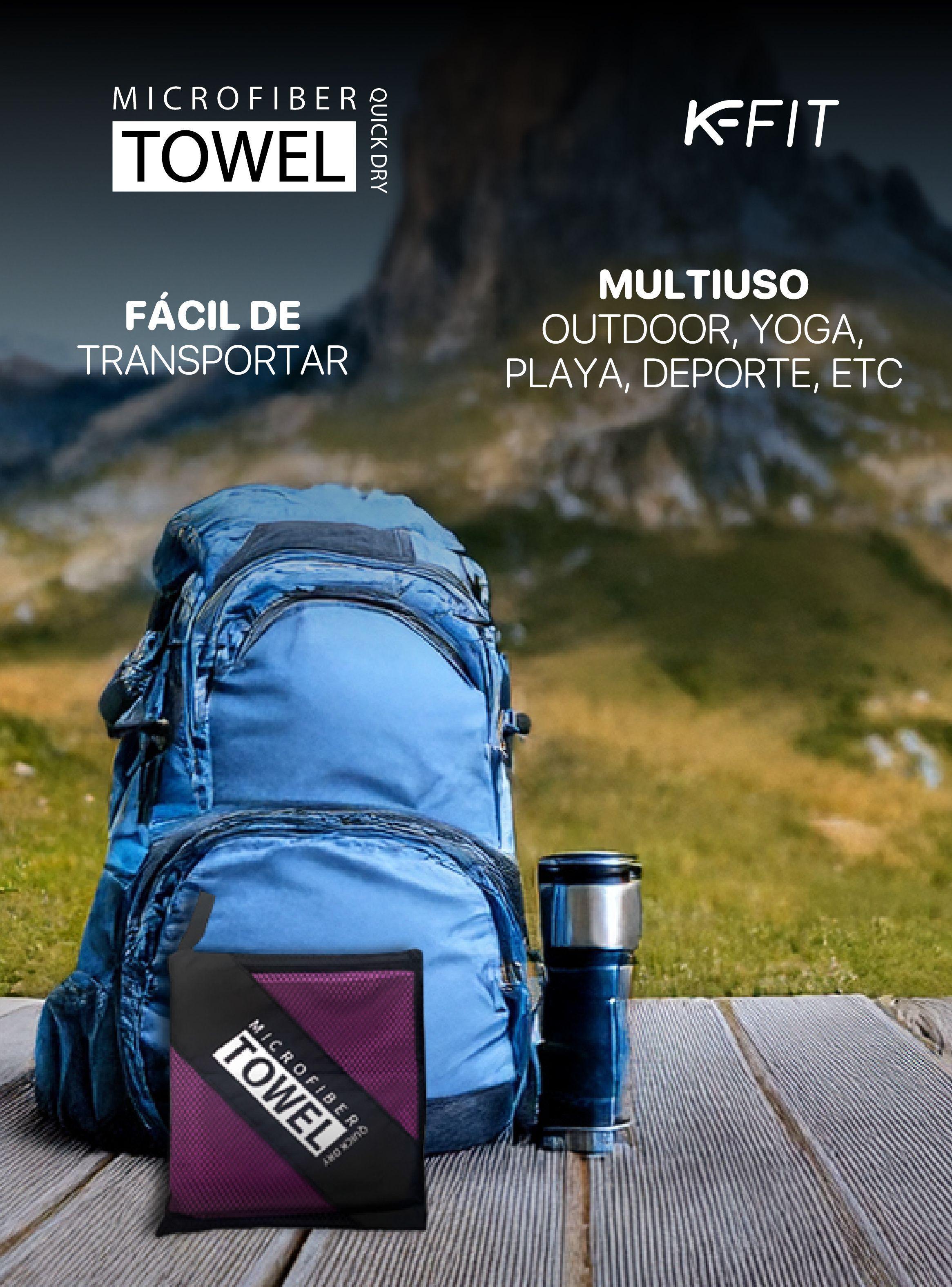 Toallas Microfibra Grande Secado Rápido Pack + Estuche Azul K-fit-4