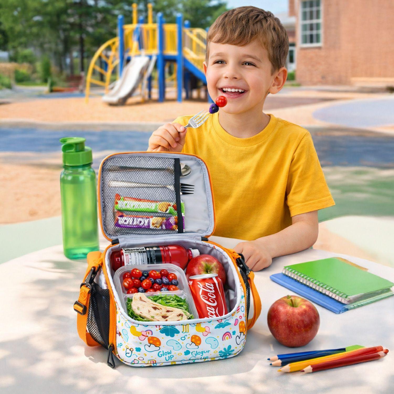 Lonchera térmica niño niña bolso almuerzo + morral Glowup-6