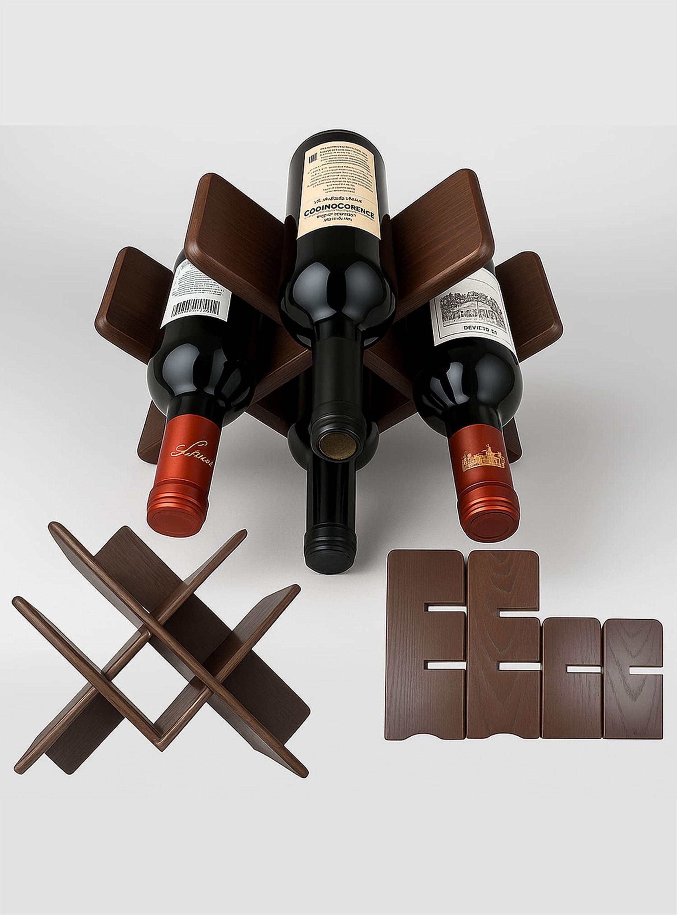 Soporte De Madera Para Mesa Tipo Cava Botellas Vino Rebajas-2