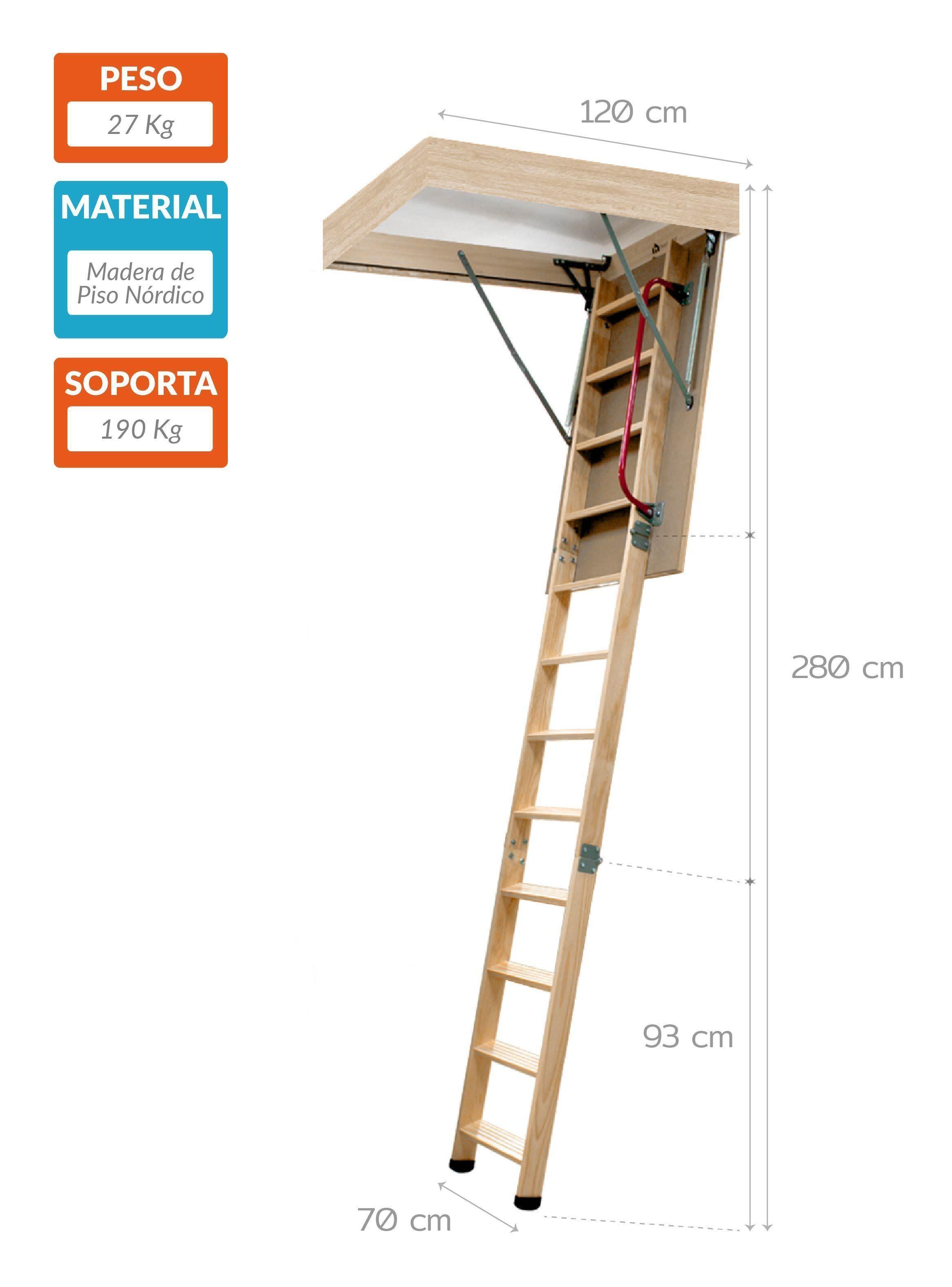 Escalera Ático de Madera Mansarda 70x120cm Homeclaf-1
