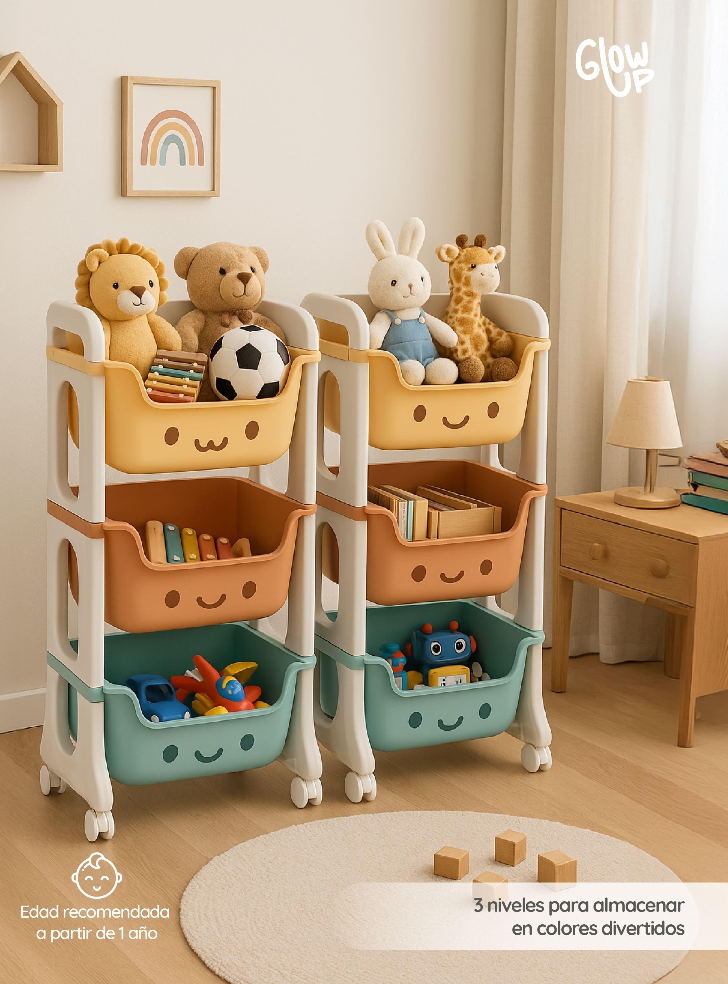 Mueble Organizador Juguetes Niños Con 3 Contenedores Glowup-4