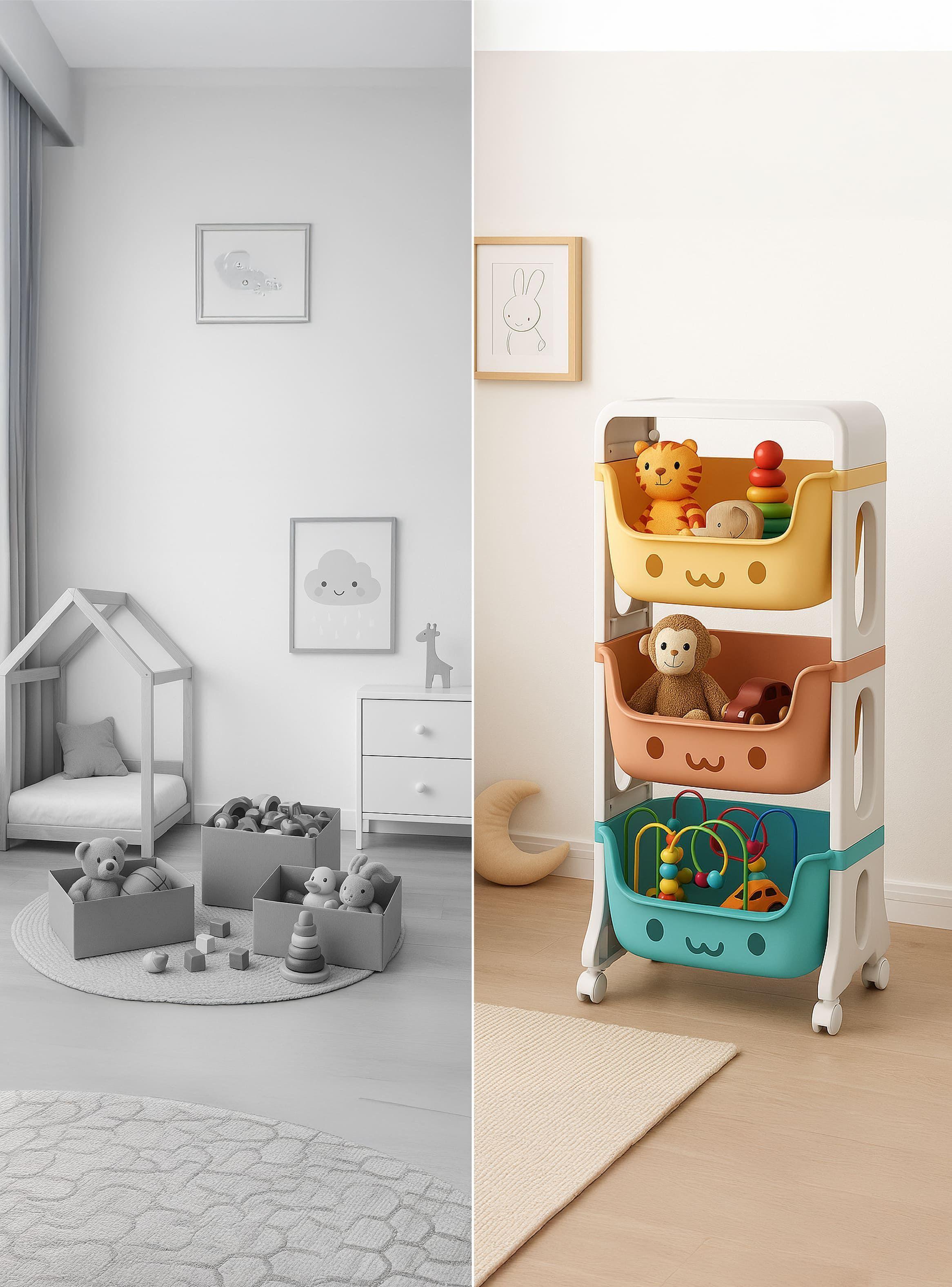Mueble Organizador Juguetes Niños Con 3 Contenedores Glowup-5
