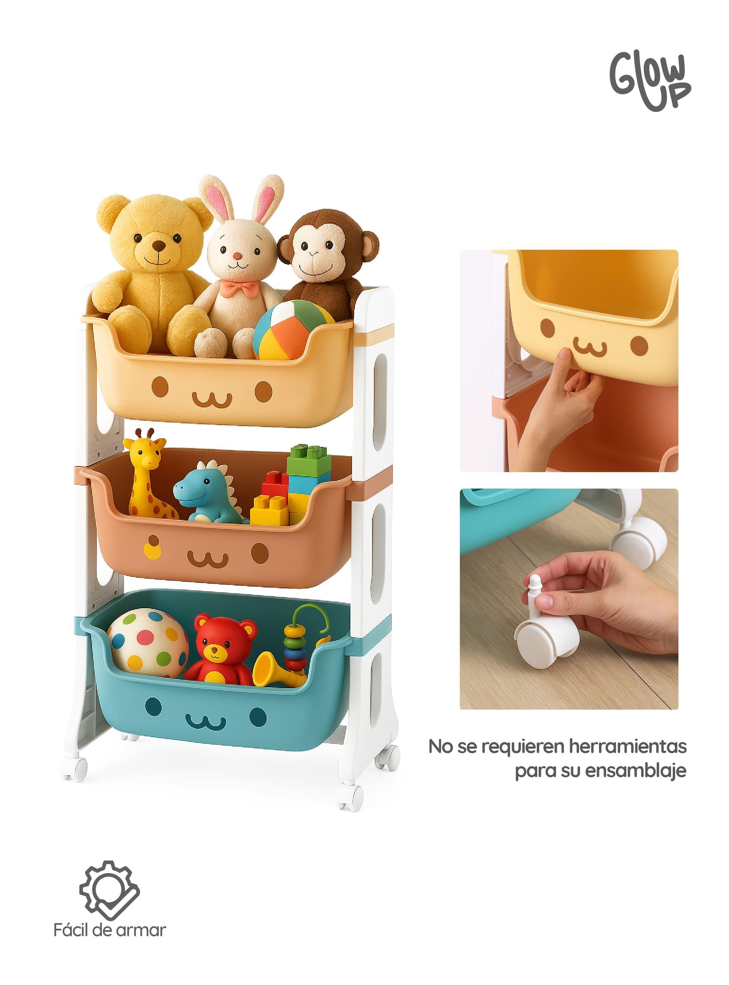 Mueble Organizador Juguetes Niños Con 3 Contenedores Glowup-6