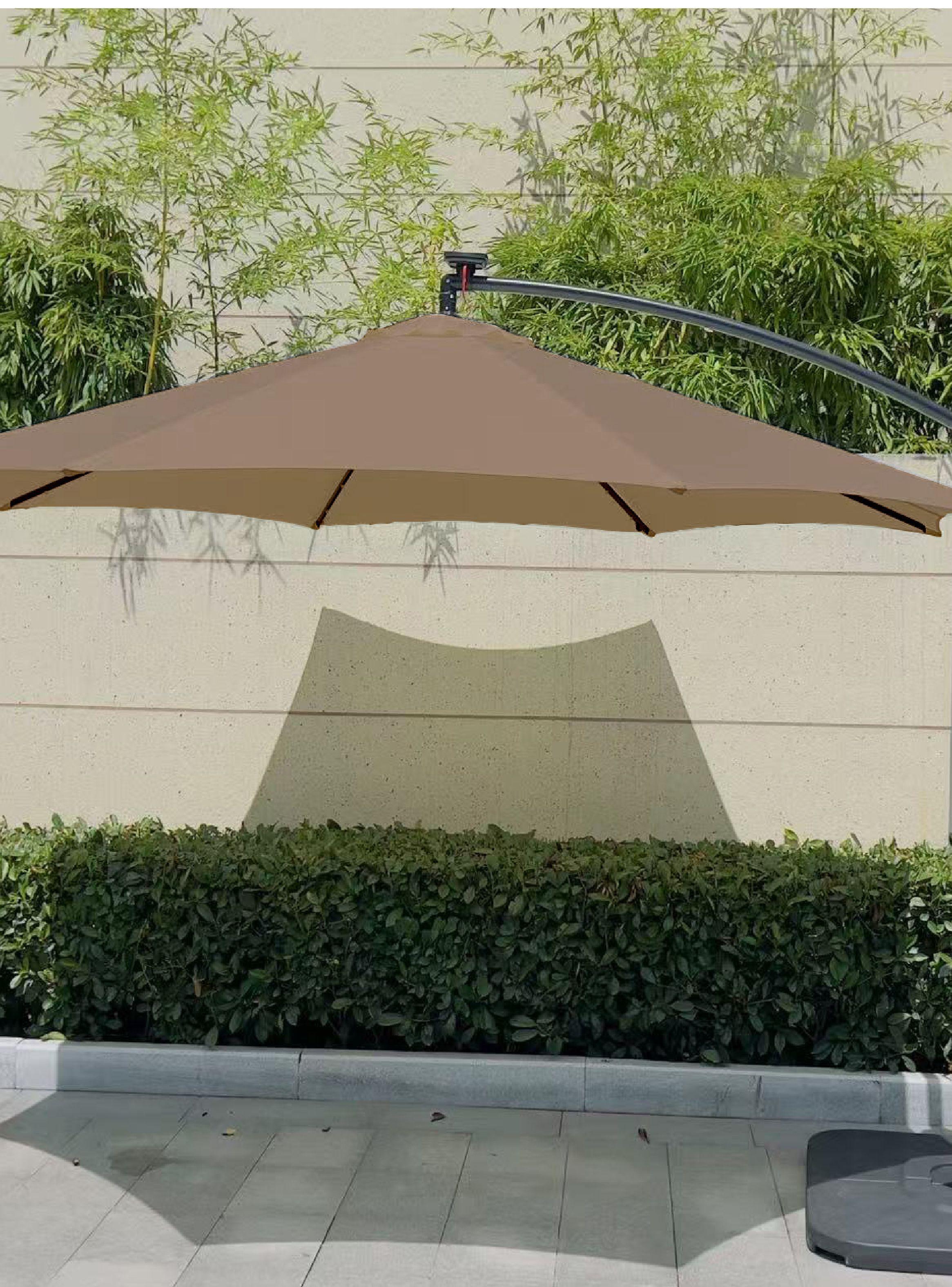 Quitasol Terraza 360° 3x3 mt Panel Solar Luz Led Khaki oscuro Vincenzi-4