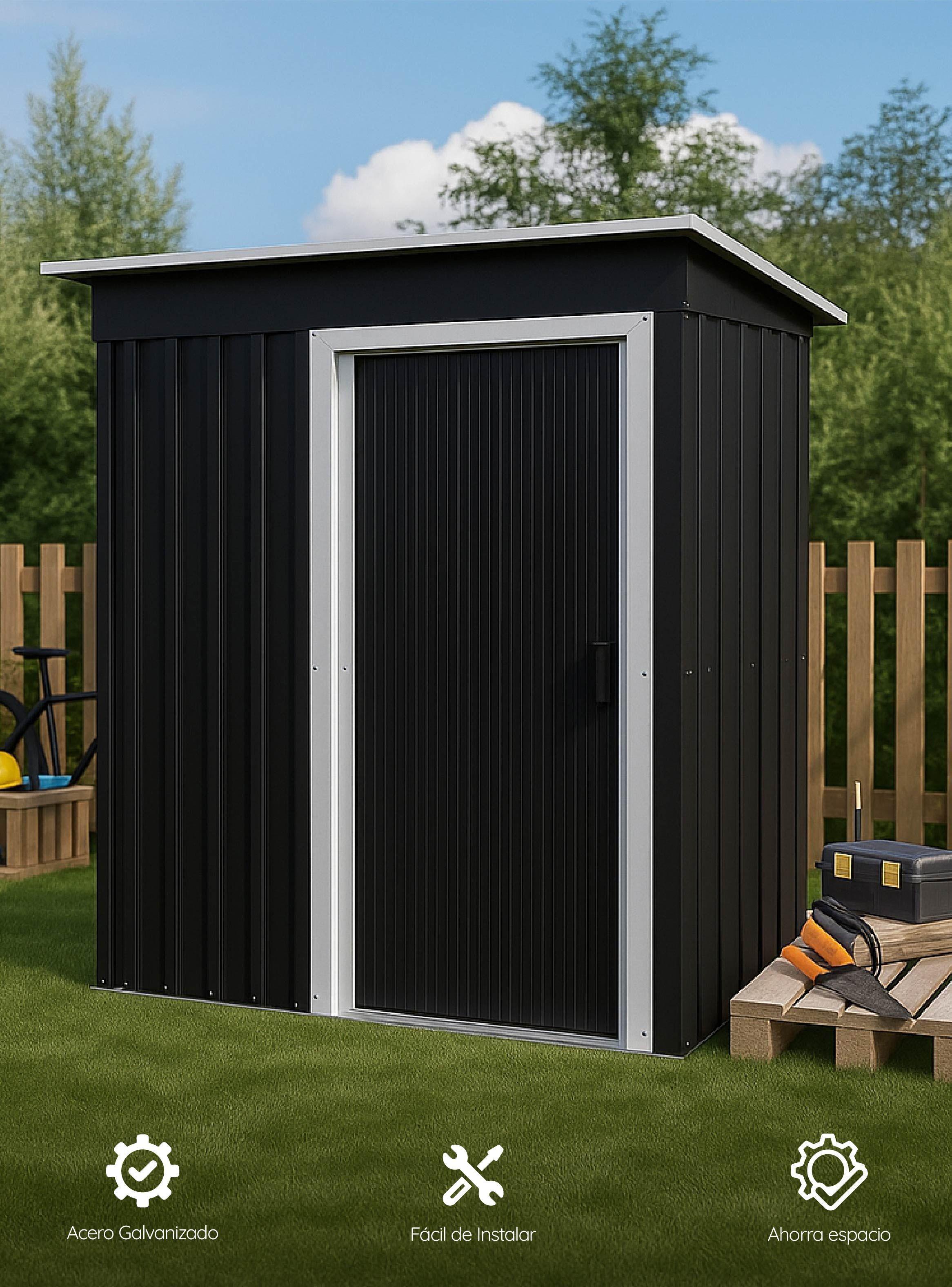 Bodega de Jardín Negra 181x162x86 cm Homeclaf-4