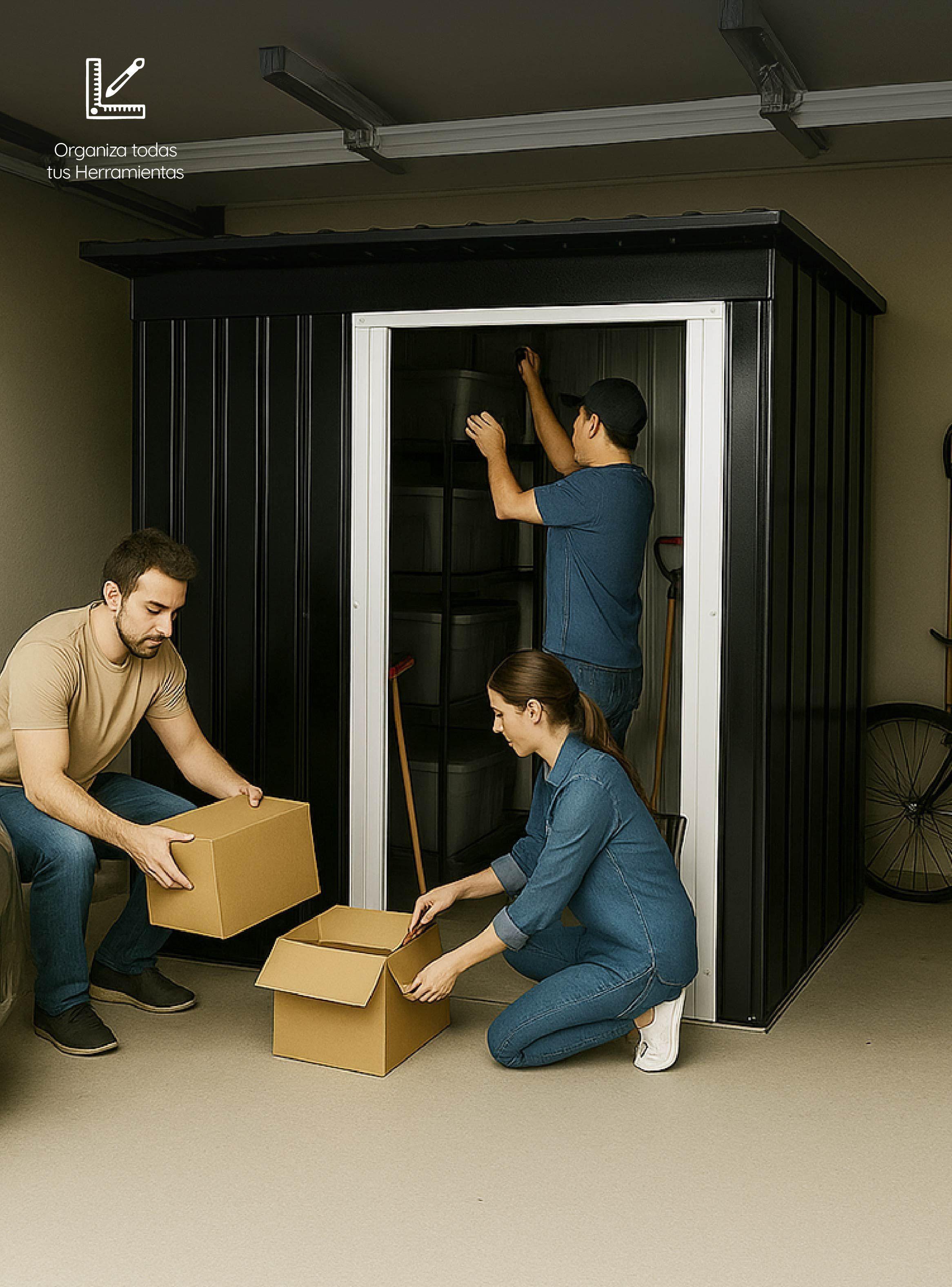 Bodega de Jardín Negra 181x162x86 cm Homeclaf-7