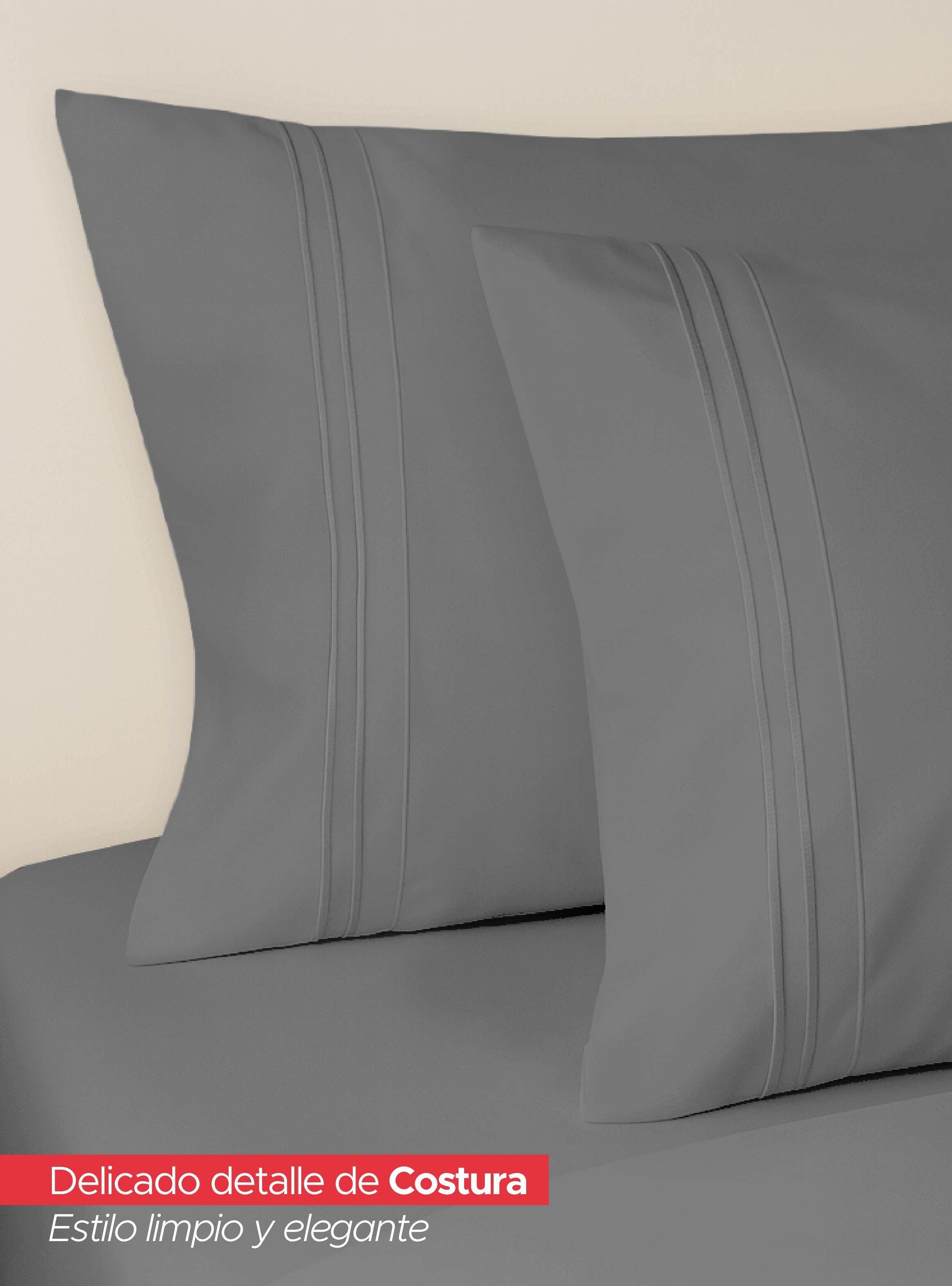 Juego De Sábanas Gris 1800 Hilos Ultra Suave 2 plazas Vincenzi-4