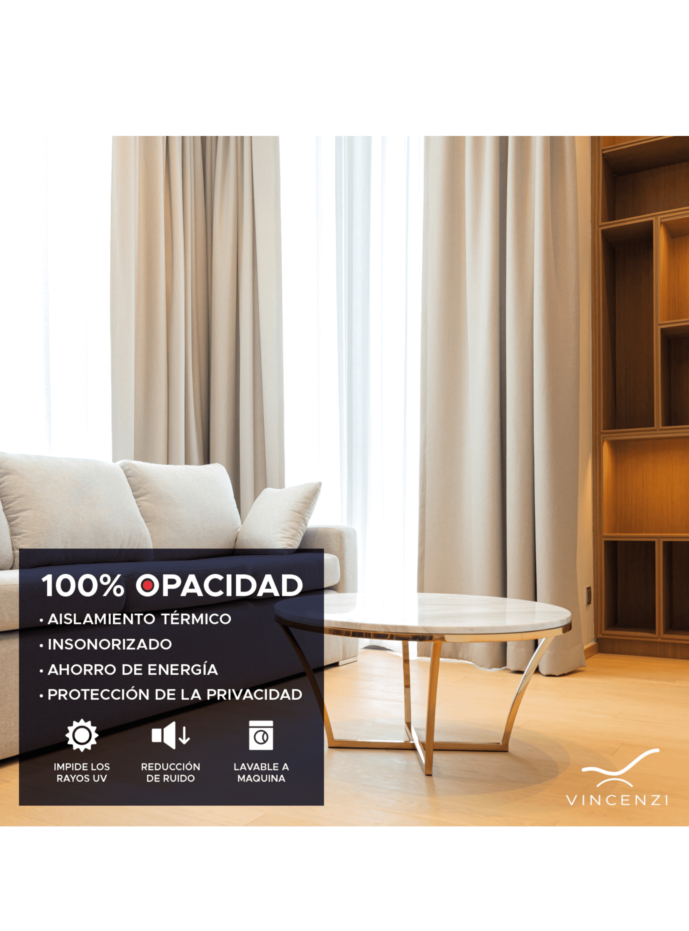 Cortina de Tela Blackout Beige Vincenzi 140x220-4