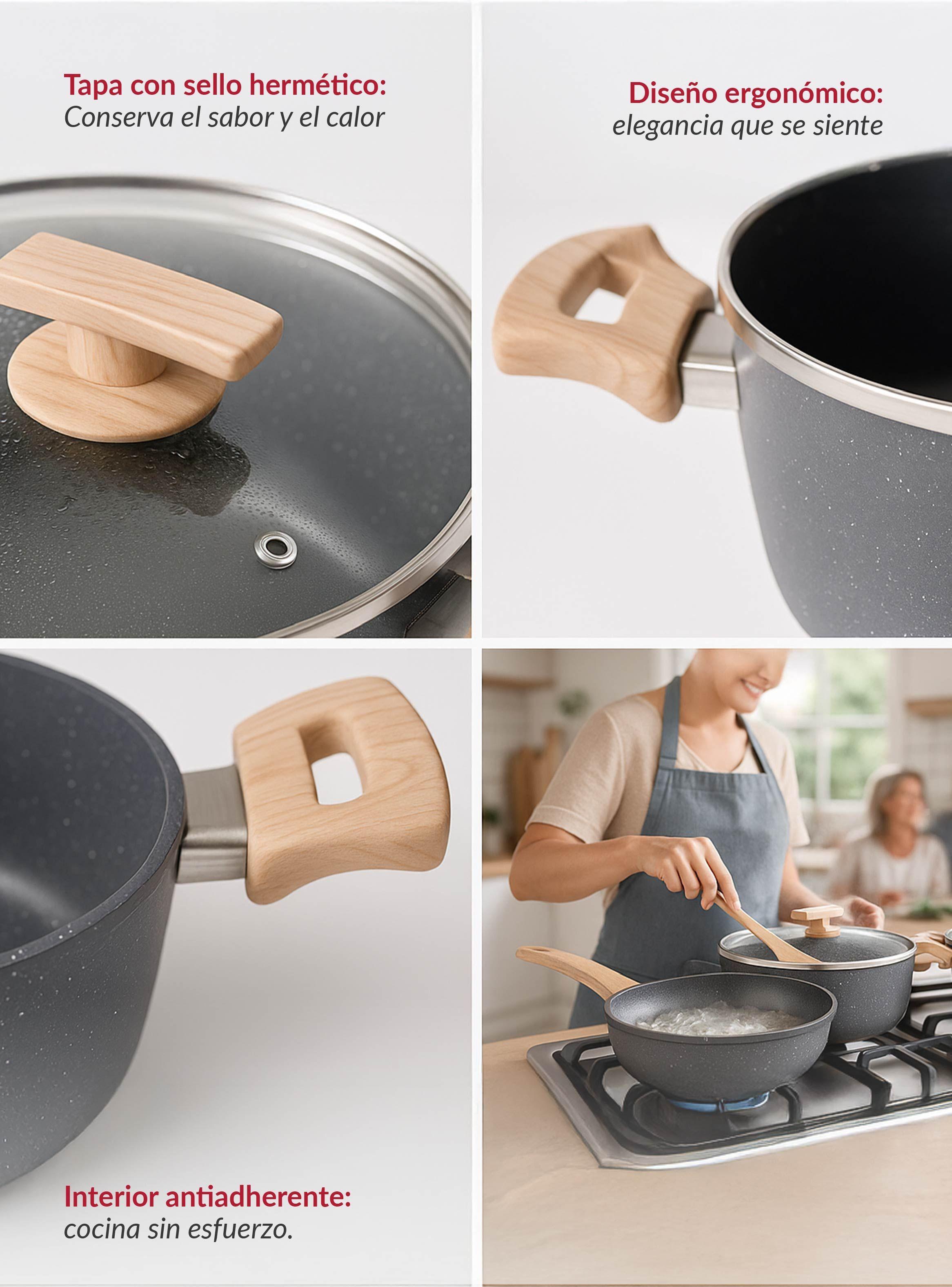 Juego de ollas cocina 10 piezas granito antiadherente Bfresh-2
