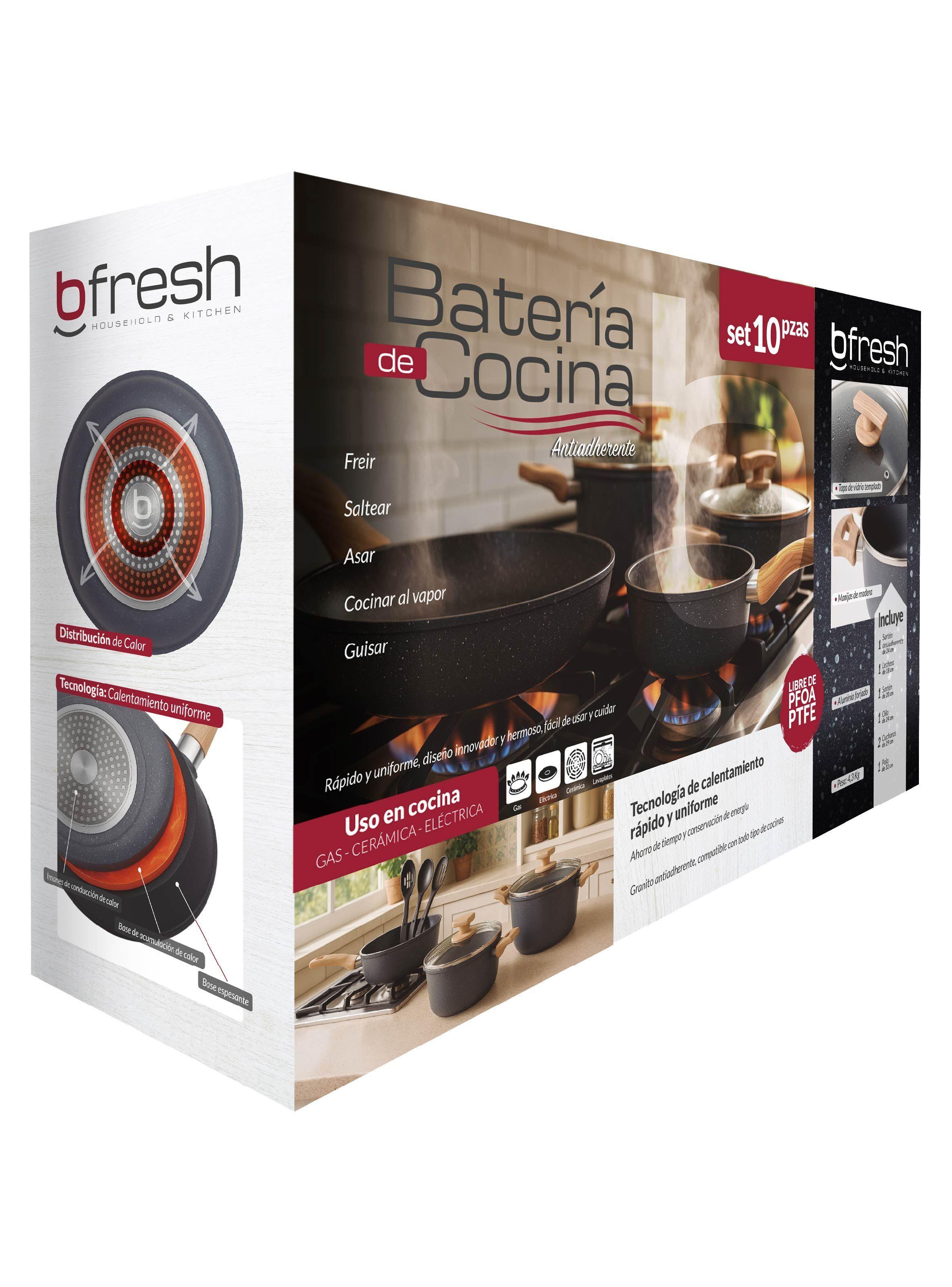 Juego de ollas cocina 10 piezas granito antiadherente Bfresh-7