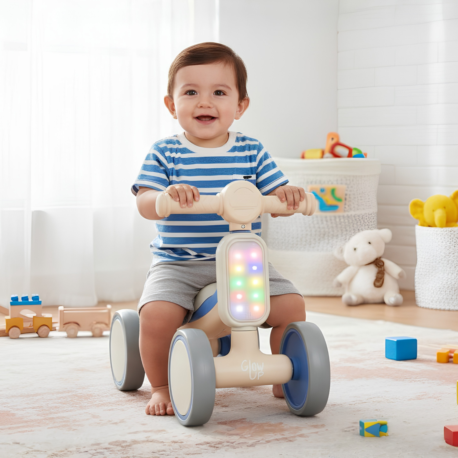 Triciclo Infantil con Luz y Sonido Bambi Azul GlowUp-5