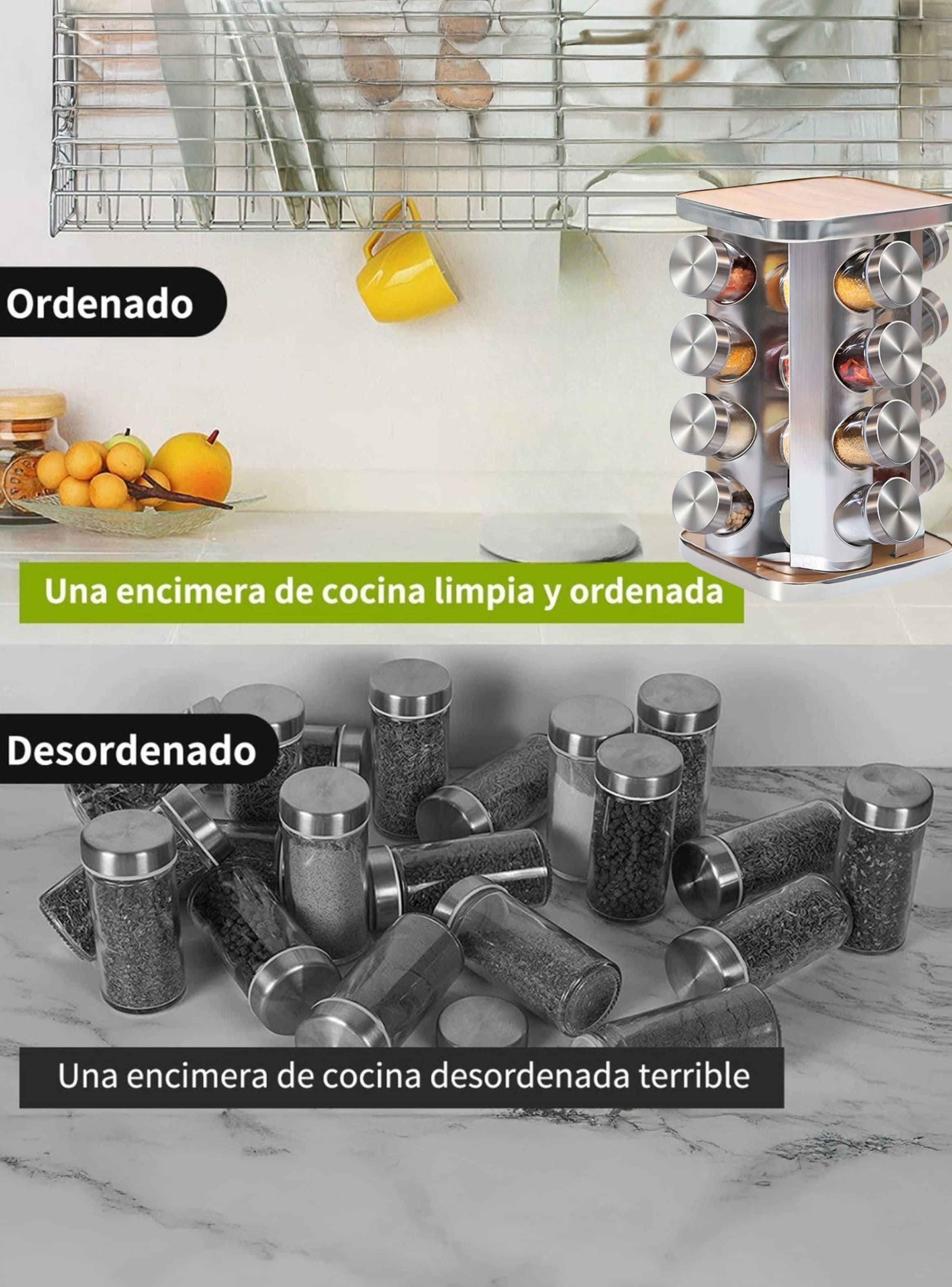 Especiero Cocina 16 Condimentos Giratorio Acero Inoxidable-2
