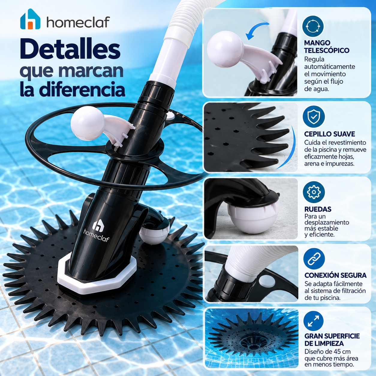Limpiador Automático De Piscinas 51 Cm Cleanpooler Homeclaf-4