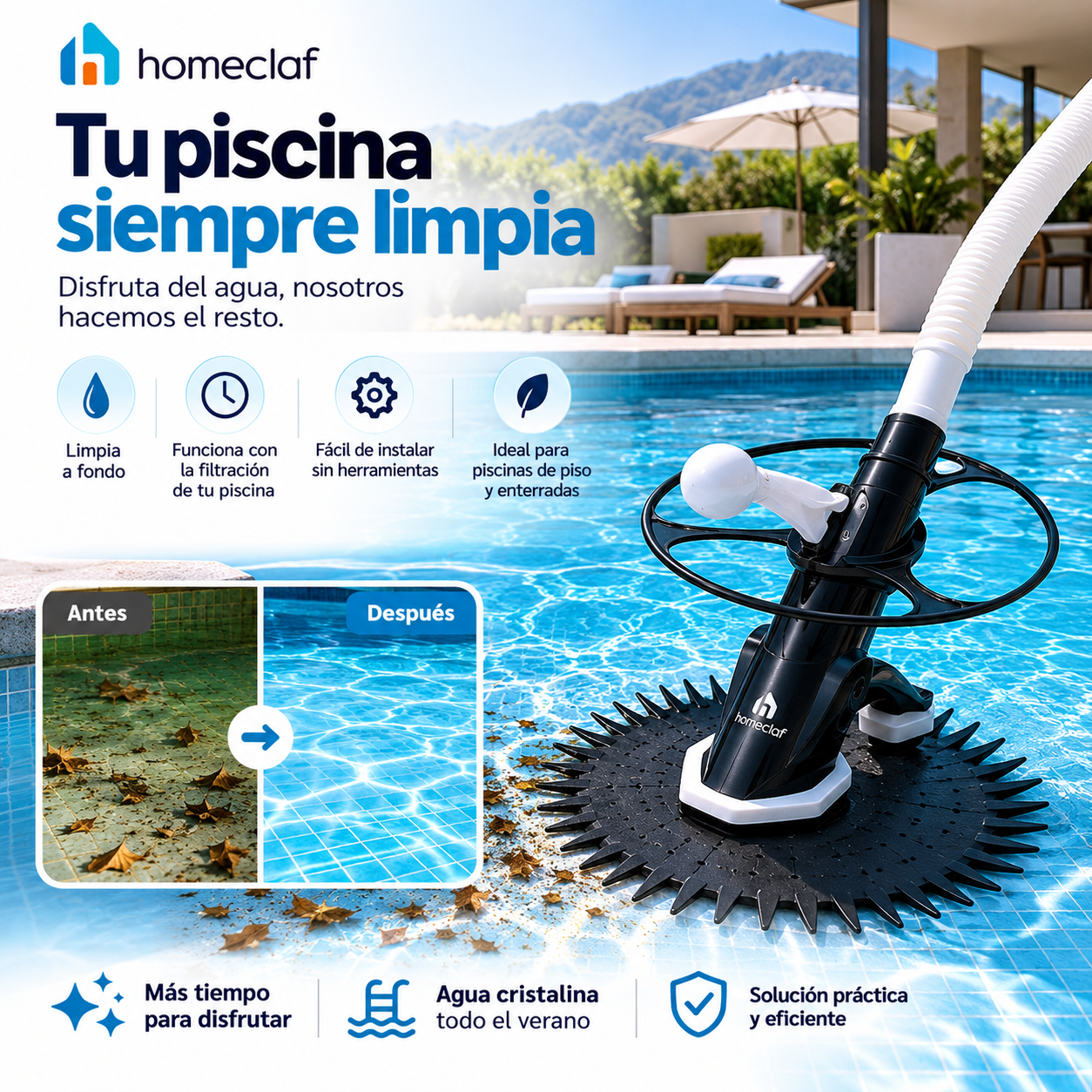Limpiador Automático De Piscinas 51 Cm Cleanpooler Homeclaf-6
