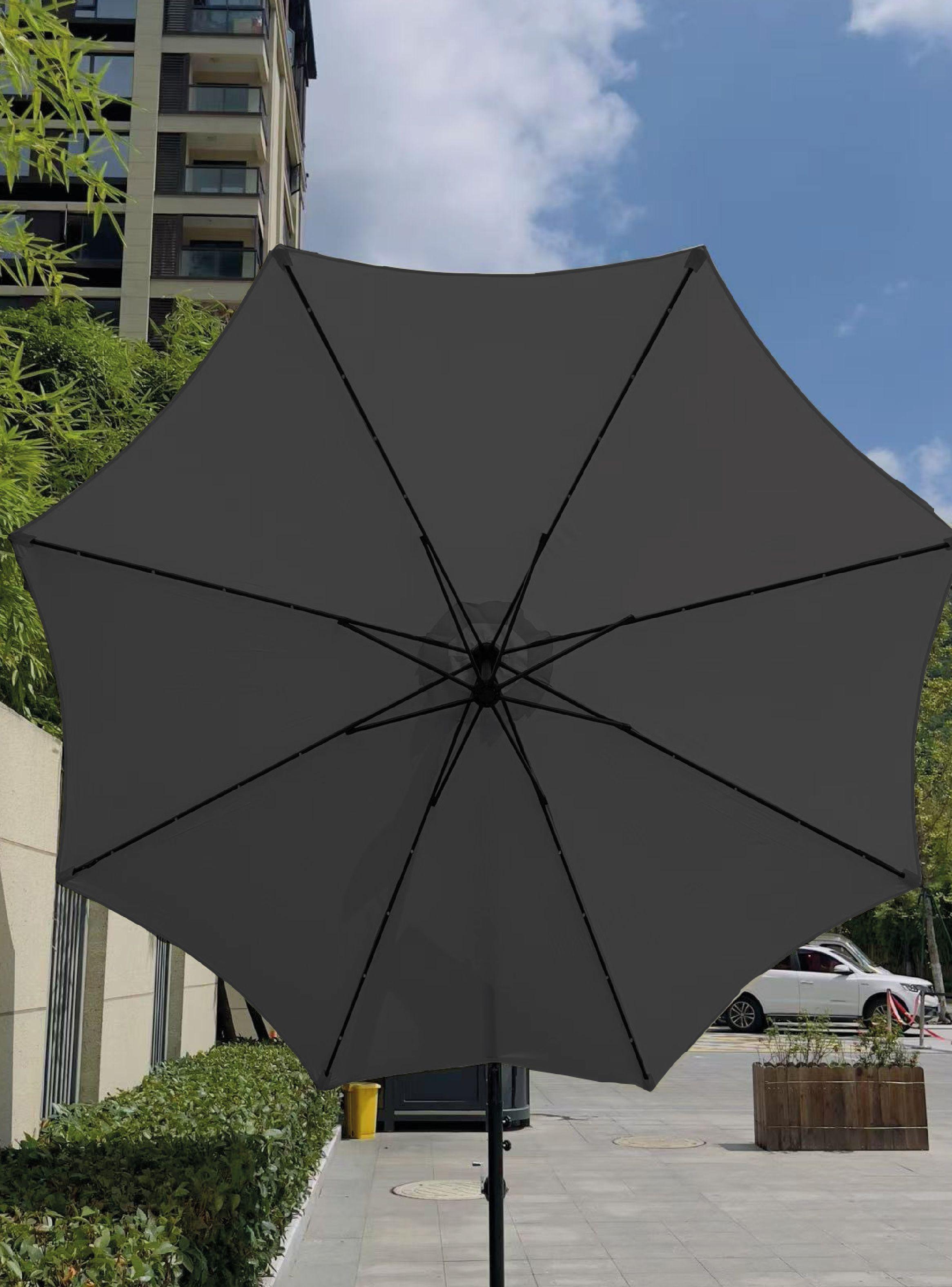 Quitasol Terraza 360° 3x3 mt Panel Solar Luz Led grafito Vincenzi-5
