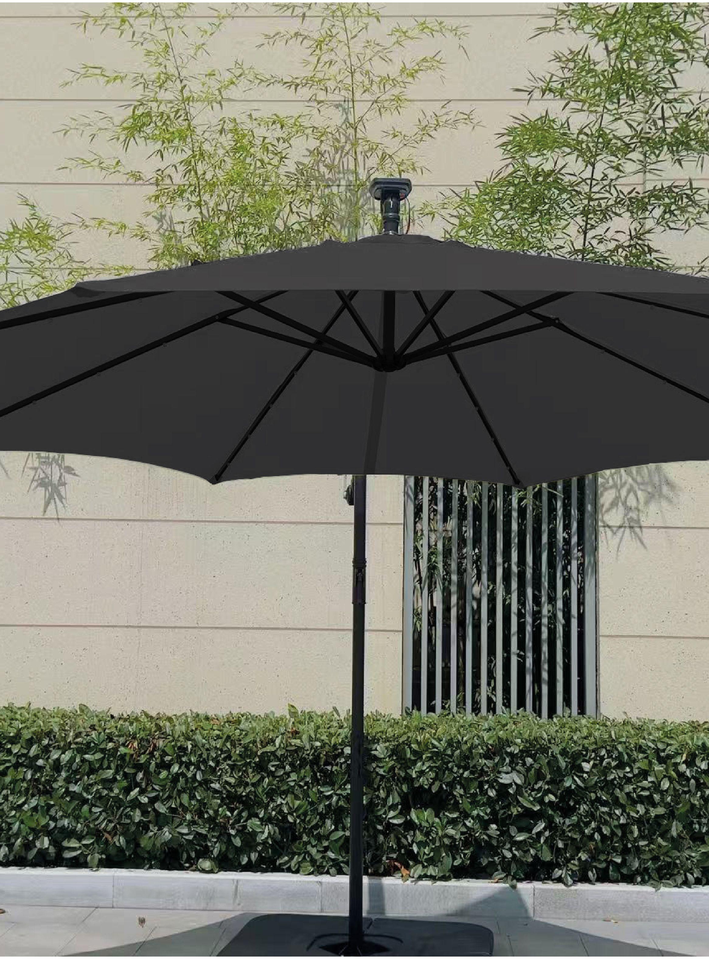 Quitasol Terraza 360° 3x3 mt Panel Solar Luz Led grafito Vincenzi-6