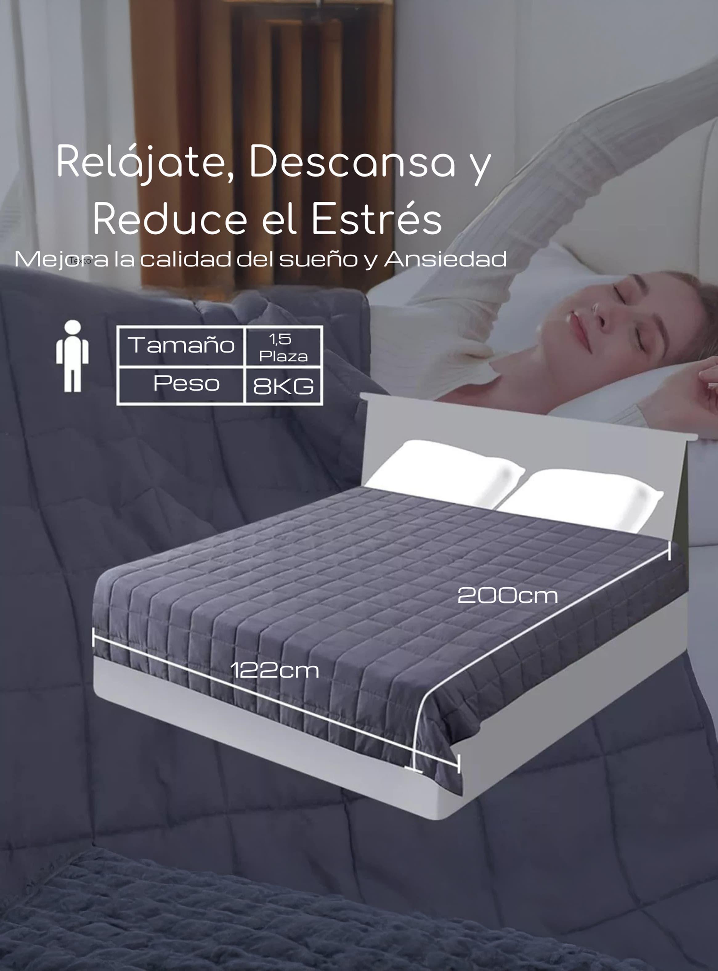 Manta de gravedad pesada 1.5 plaza 8kg trastorno sueño Acqui-2