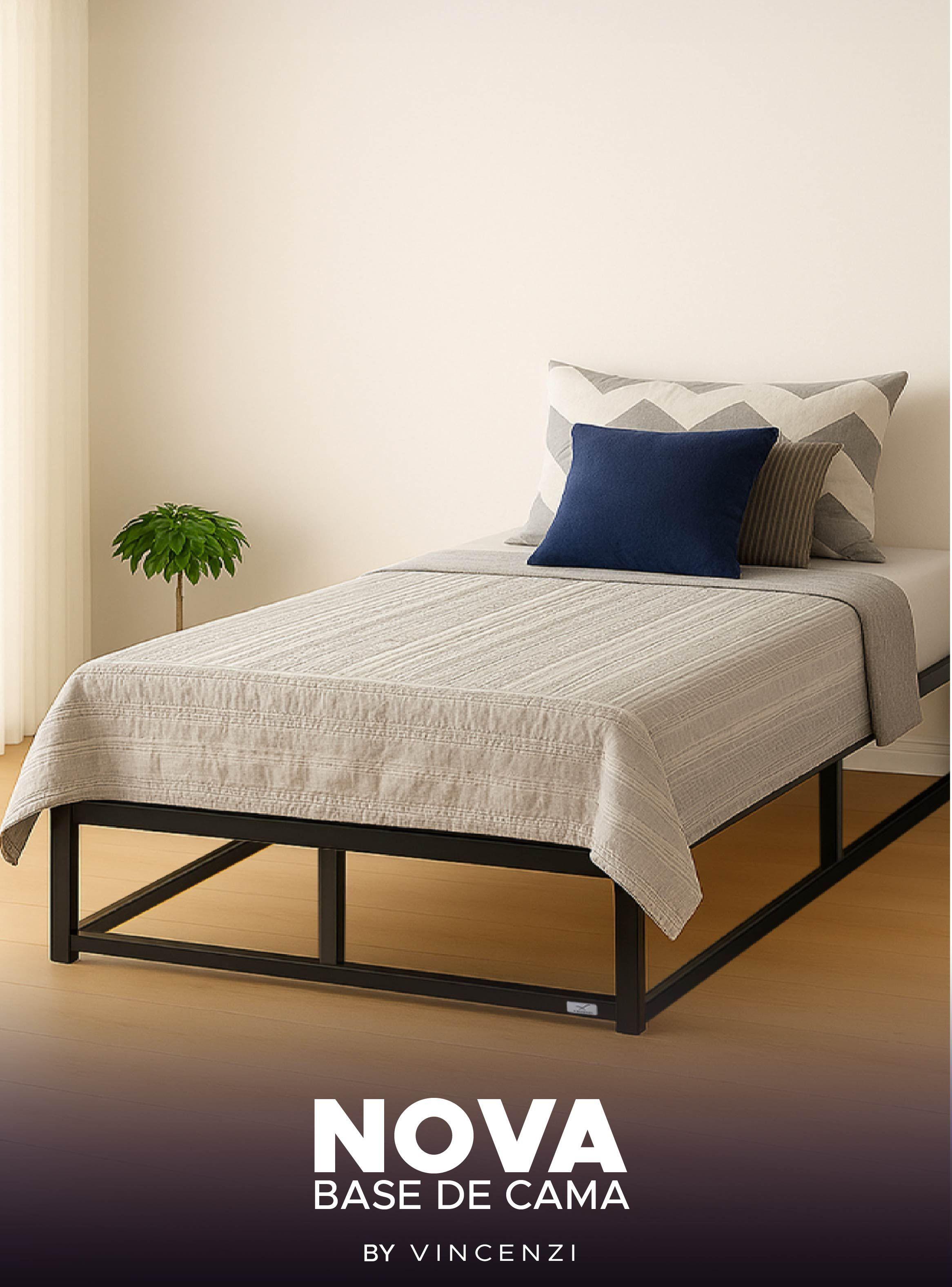 Base para Cama Europea Acero y Madera 105x190 cm 1,5 Pza Nova Vincenzi-7