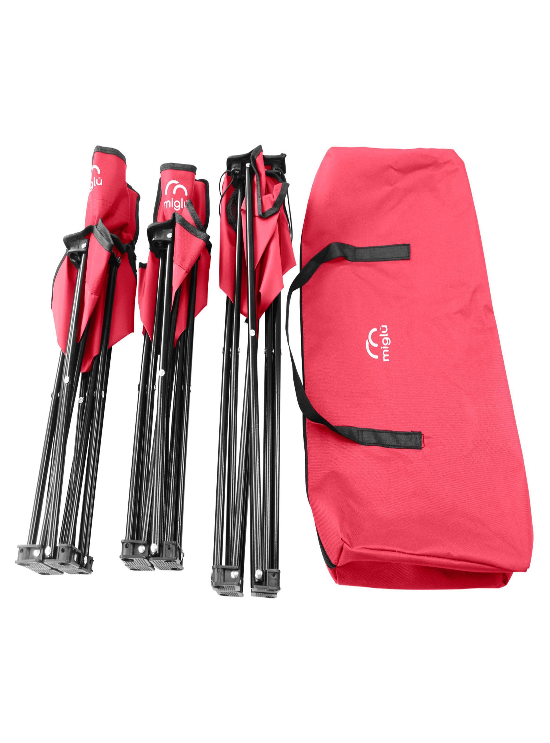 Mesa con 2 Sillas Plegables Rojo-2