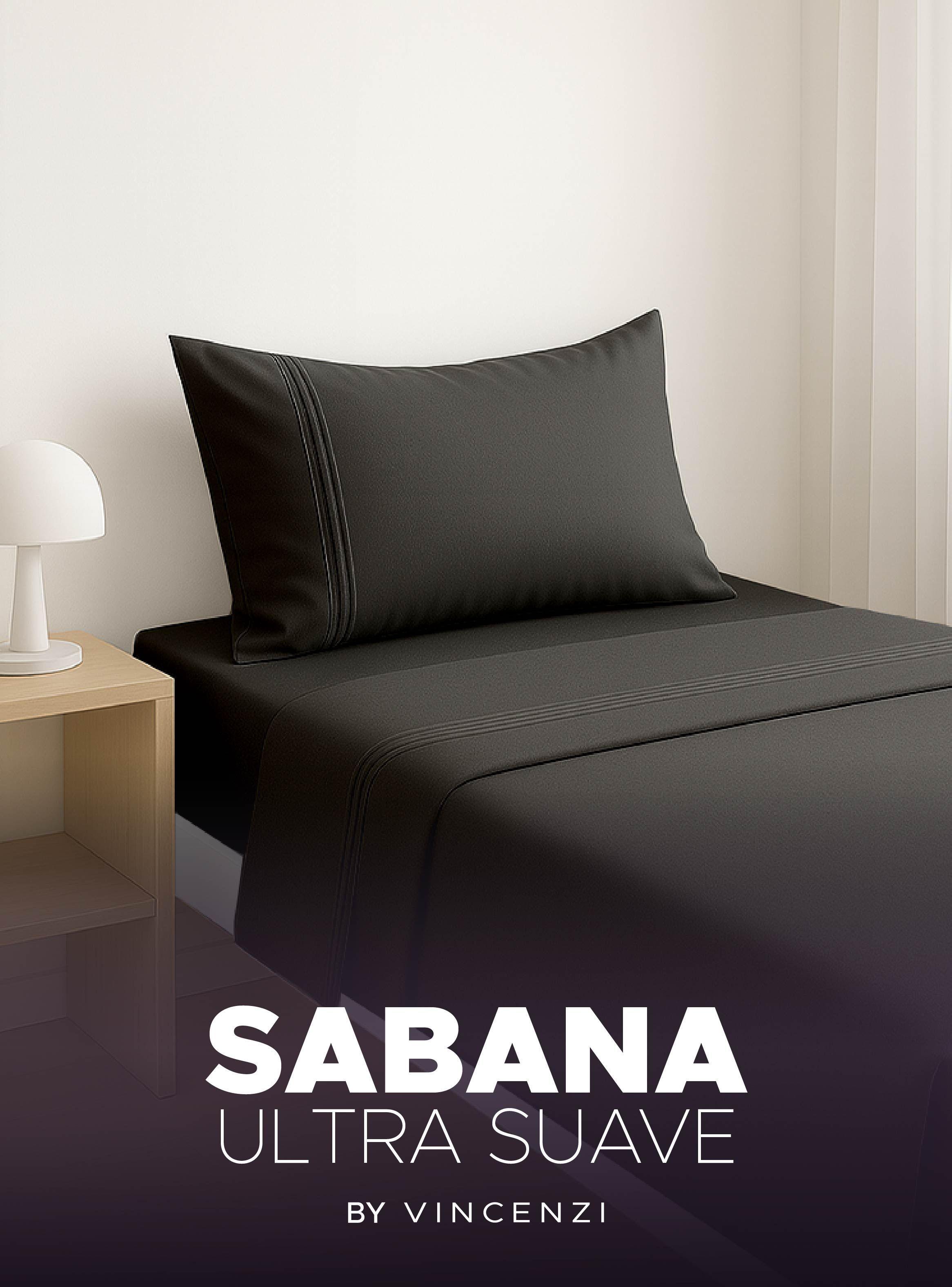 Juego De Sábanas Negro 1800 Hilos Ultra Suave 1,5 plazas Vincenzi-2