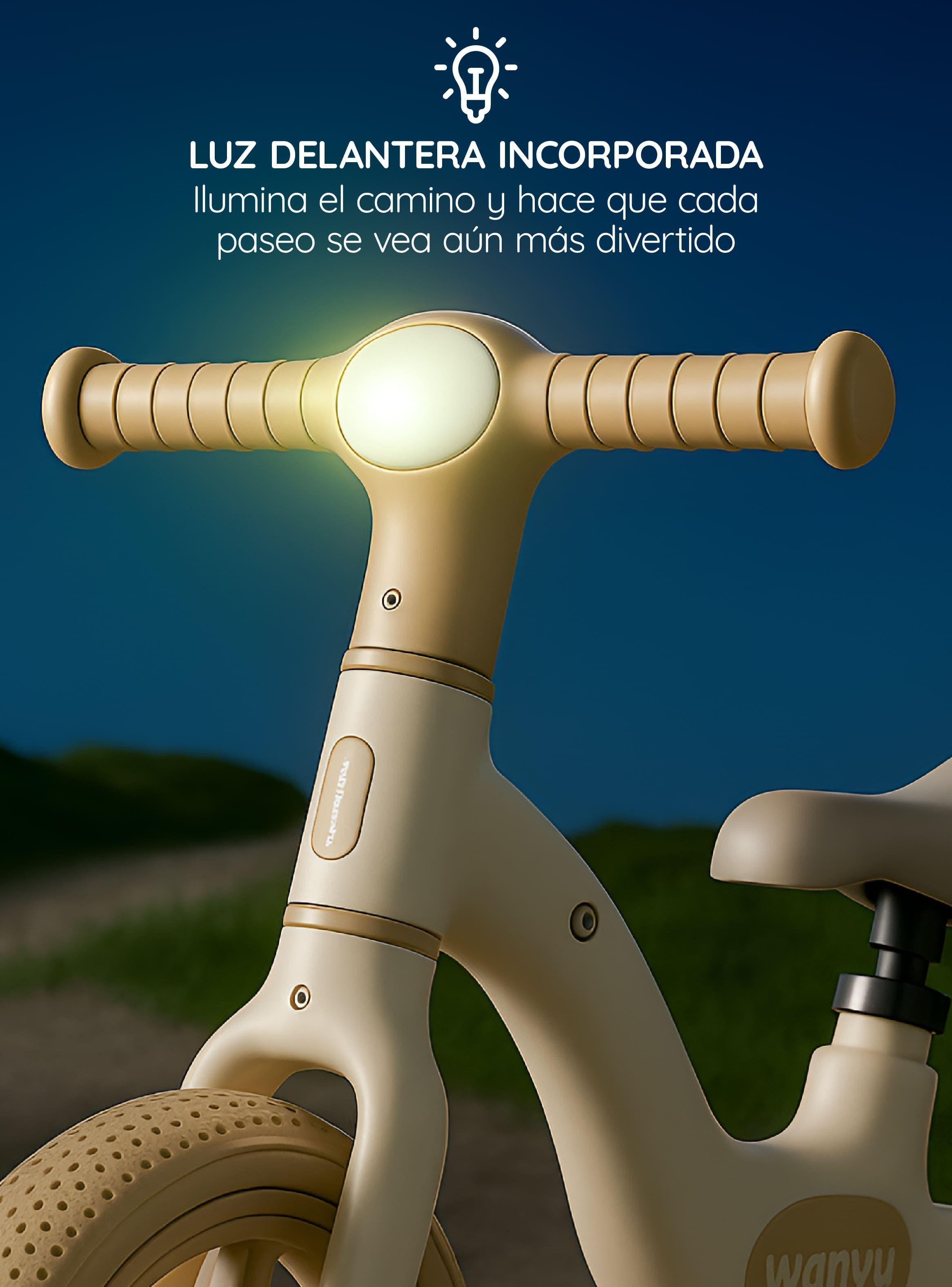 Bicicleta Aprendizaje de Equilibrio niño o niña Beige con Luz LED GlowUp-5