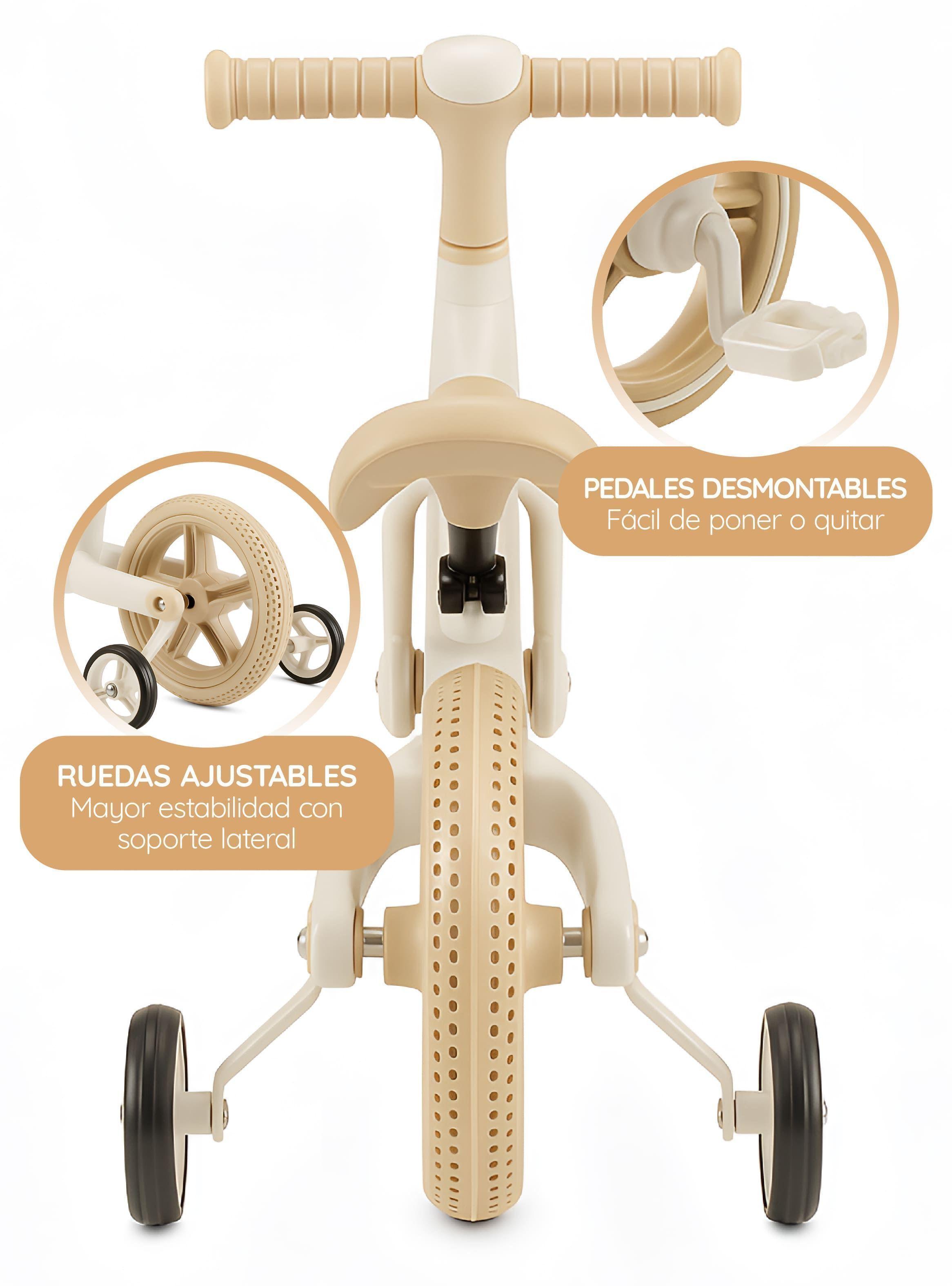 Bicicleta Aprendizaje de Equilibrio niño o niña Beige con Luz LED GlowUp-3