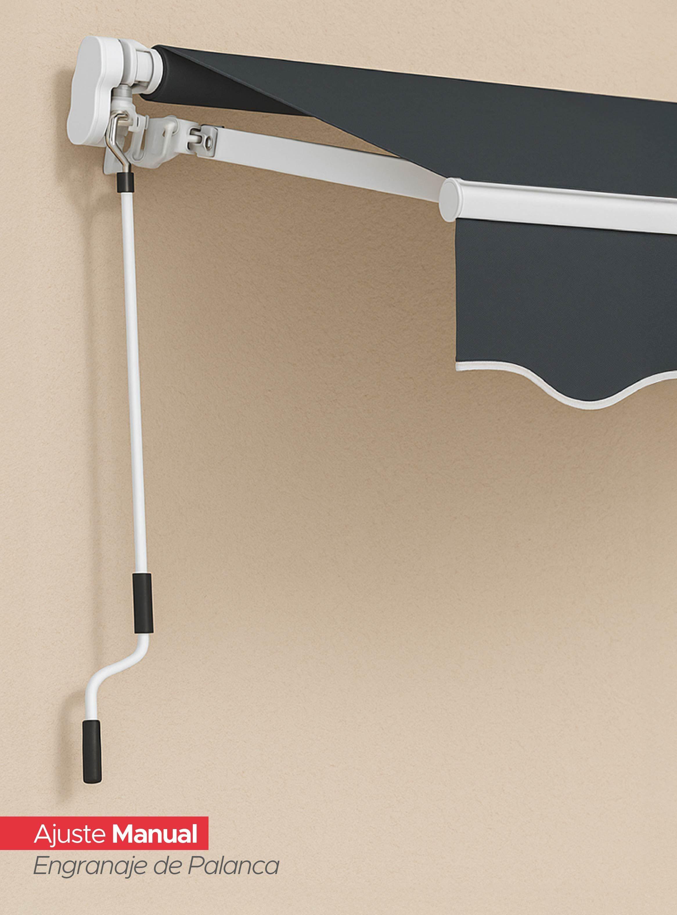 Toldo Retráctil 300x250 Cm Grafito Brazo Manual Para Terraza Vincenzi-2