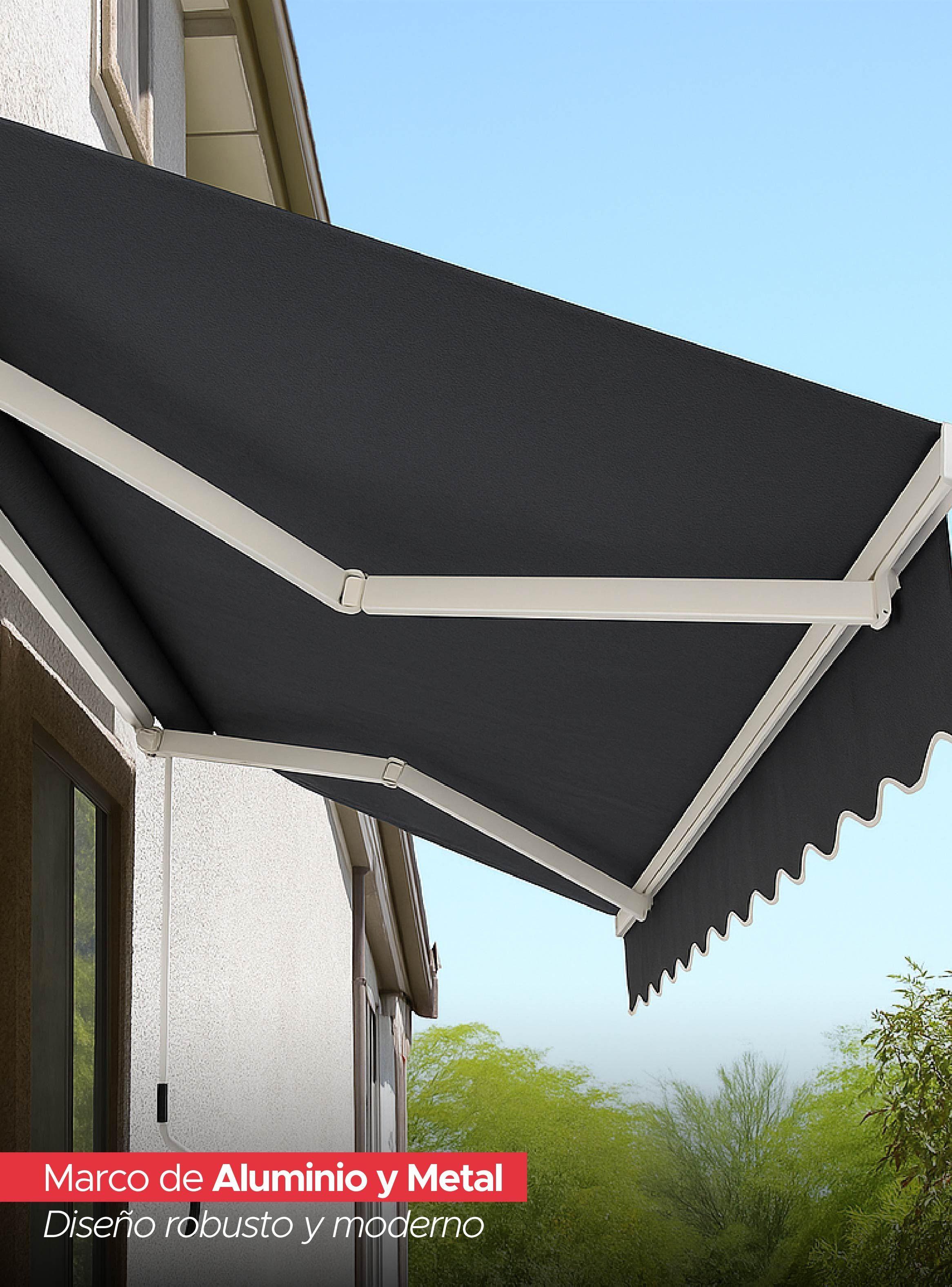 Toldo Retráctil 300x250 Cm Grafito Brazo Manual Para Terraza Vincenzi-3