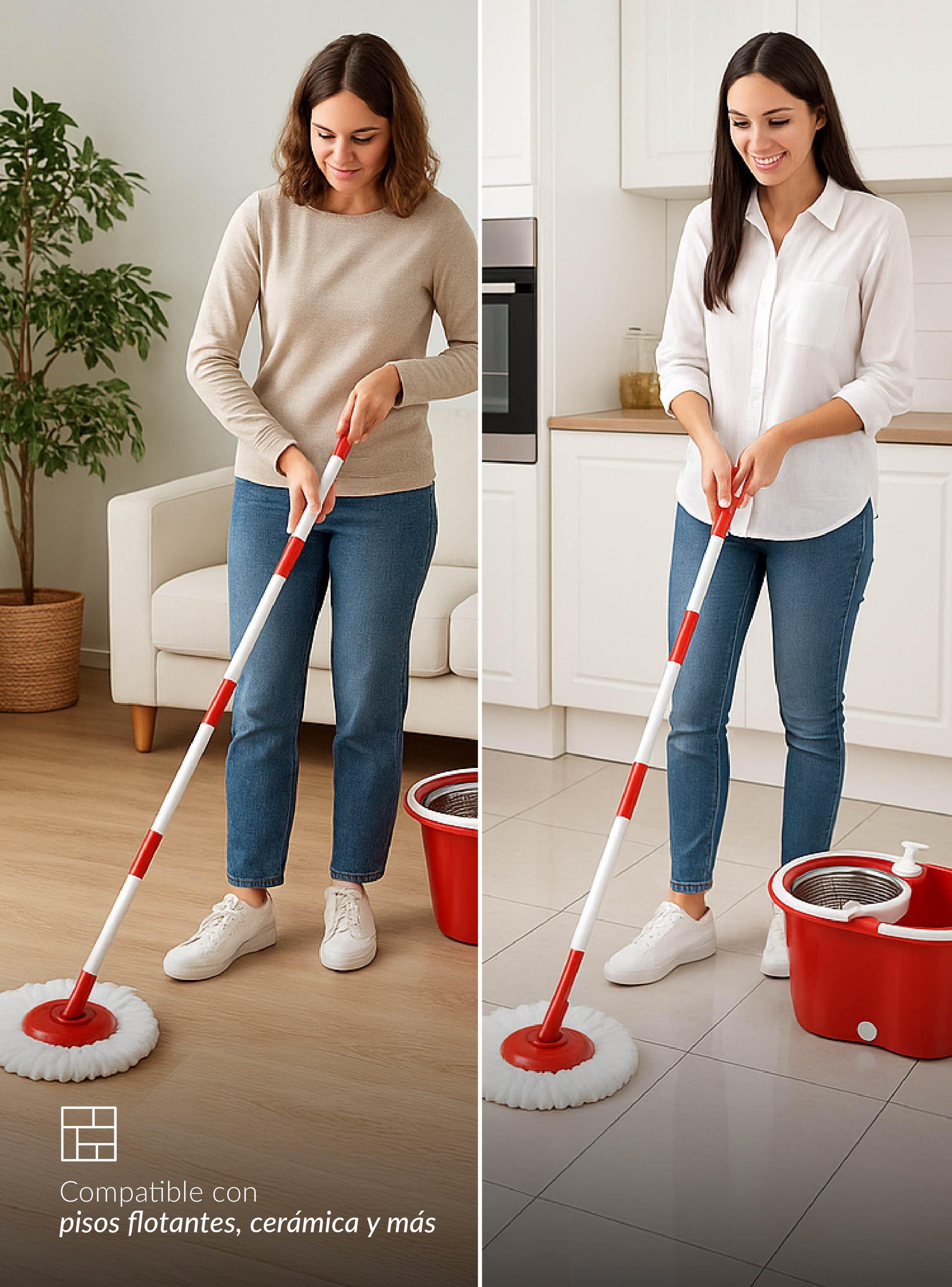 Mopa Giratoria 360° y Balde con interior de Acero Inox Bfresh-7