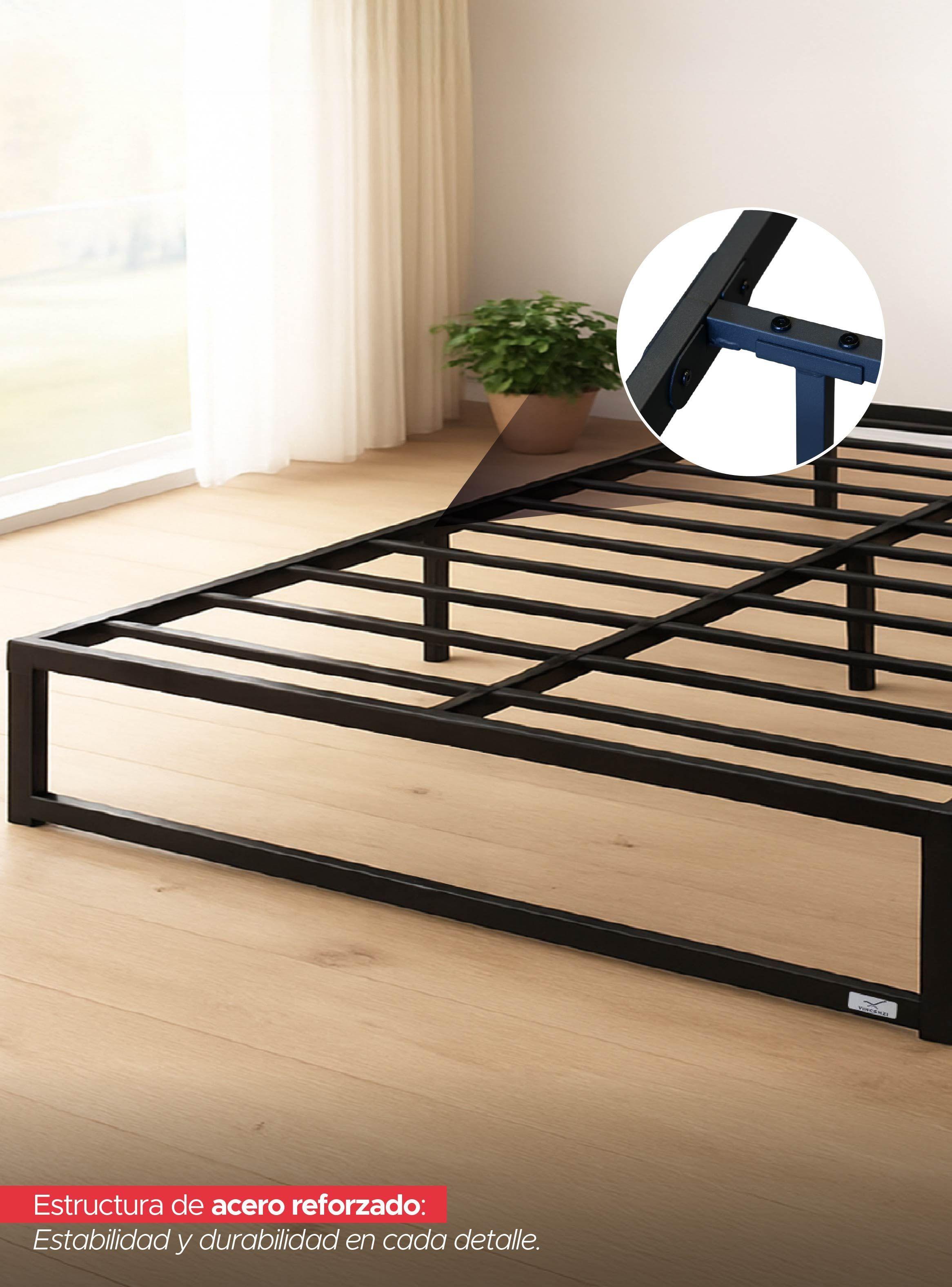 Base para Cama Europea Acero Negro 180x200 cm King ZEN Vincenzi-3