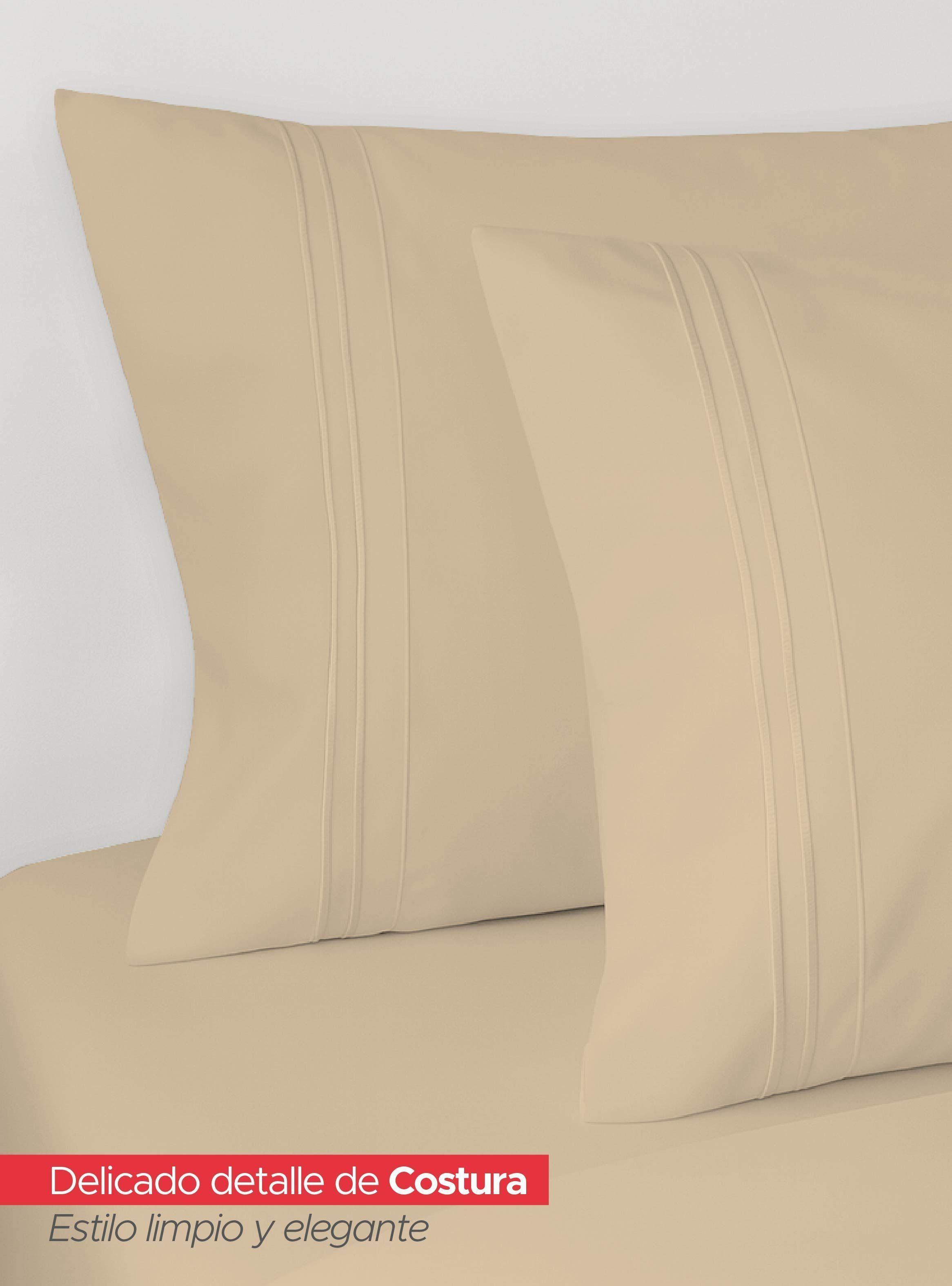 Juego Sábanas King Beige Suave con Fundas y Ajuste Elástico Vincenzi-5