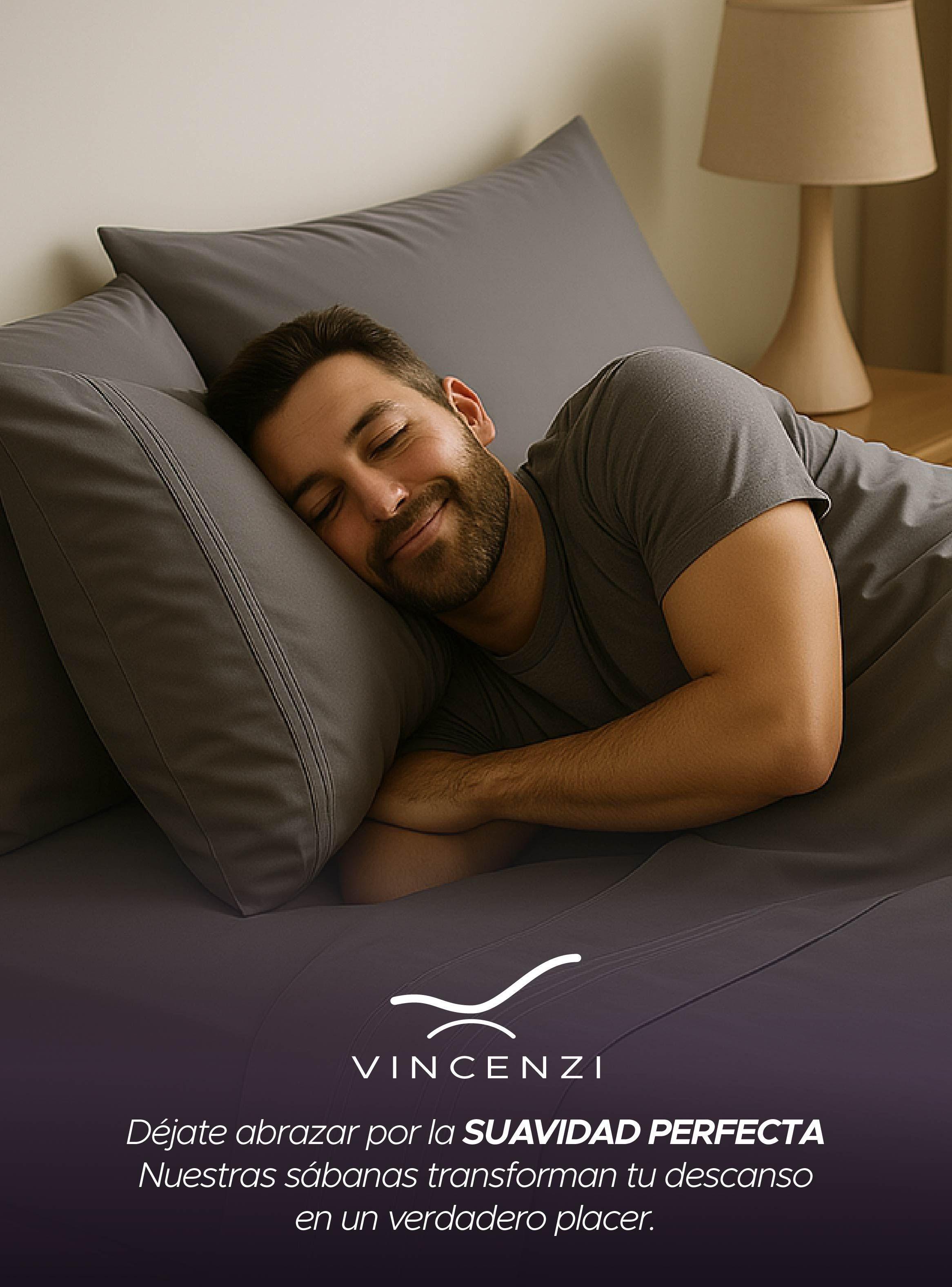 Juego Sábanas King Vincenzi Gris Suave con Fundas Elástico-3