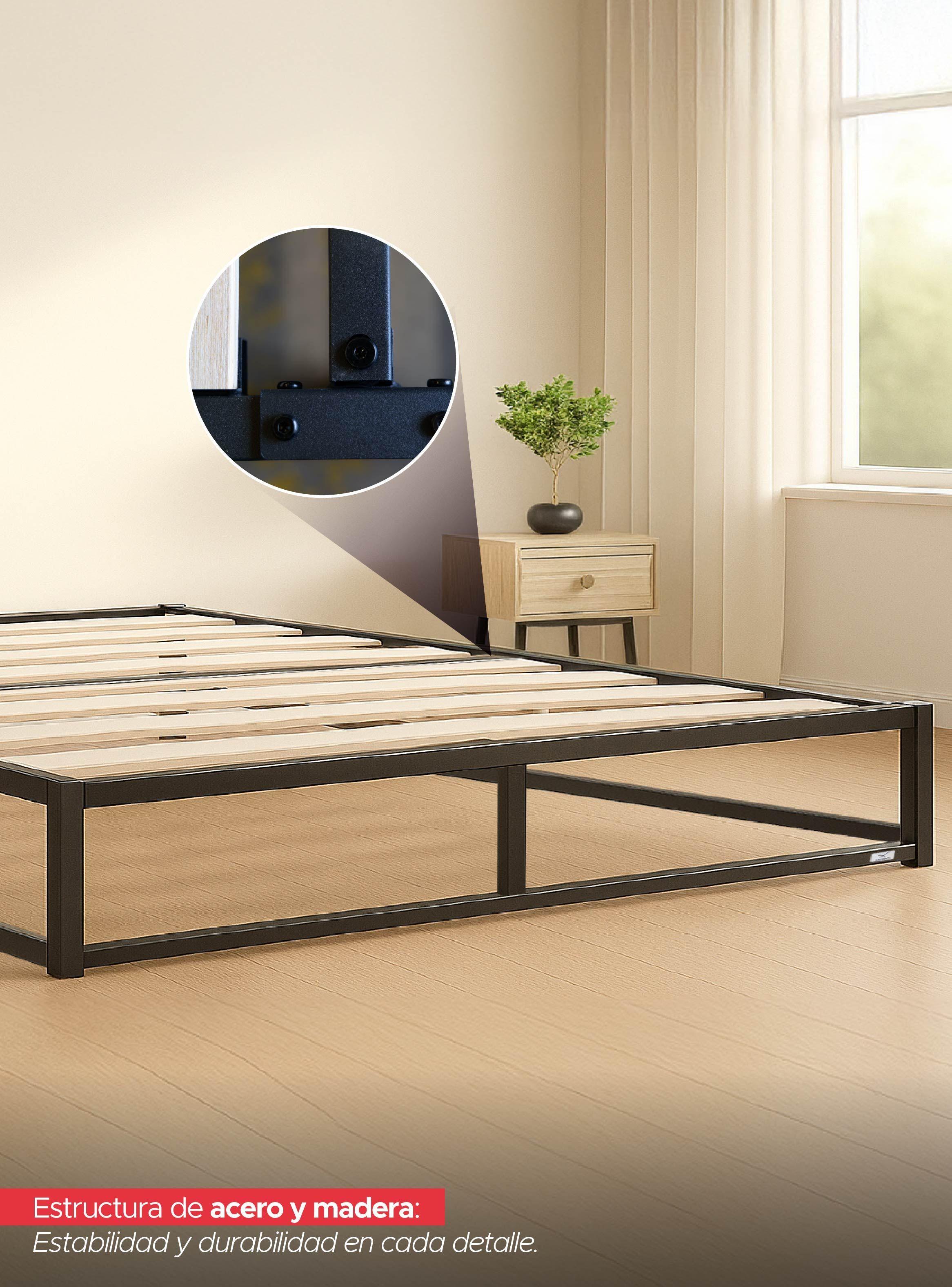 Base para Cama Europea Acero y Madera 200x200 cm Super King Vincenzi-3