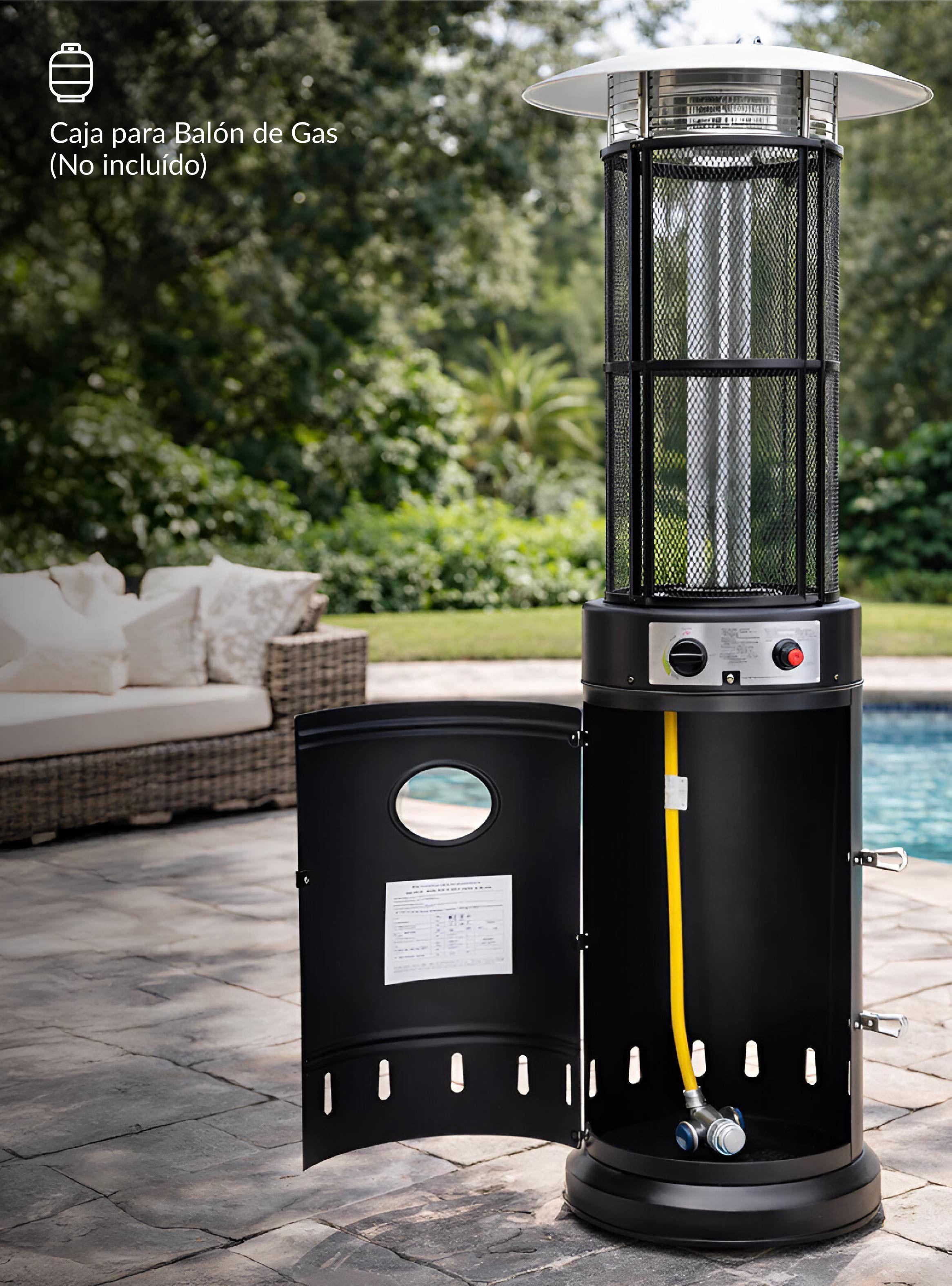 Estufa Patio Exterior Cilíndrica A Gas 12,5kw Negra Bfresh-4