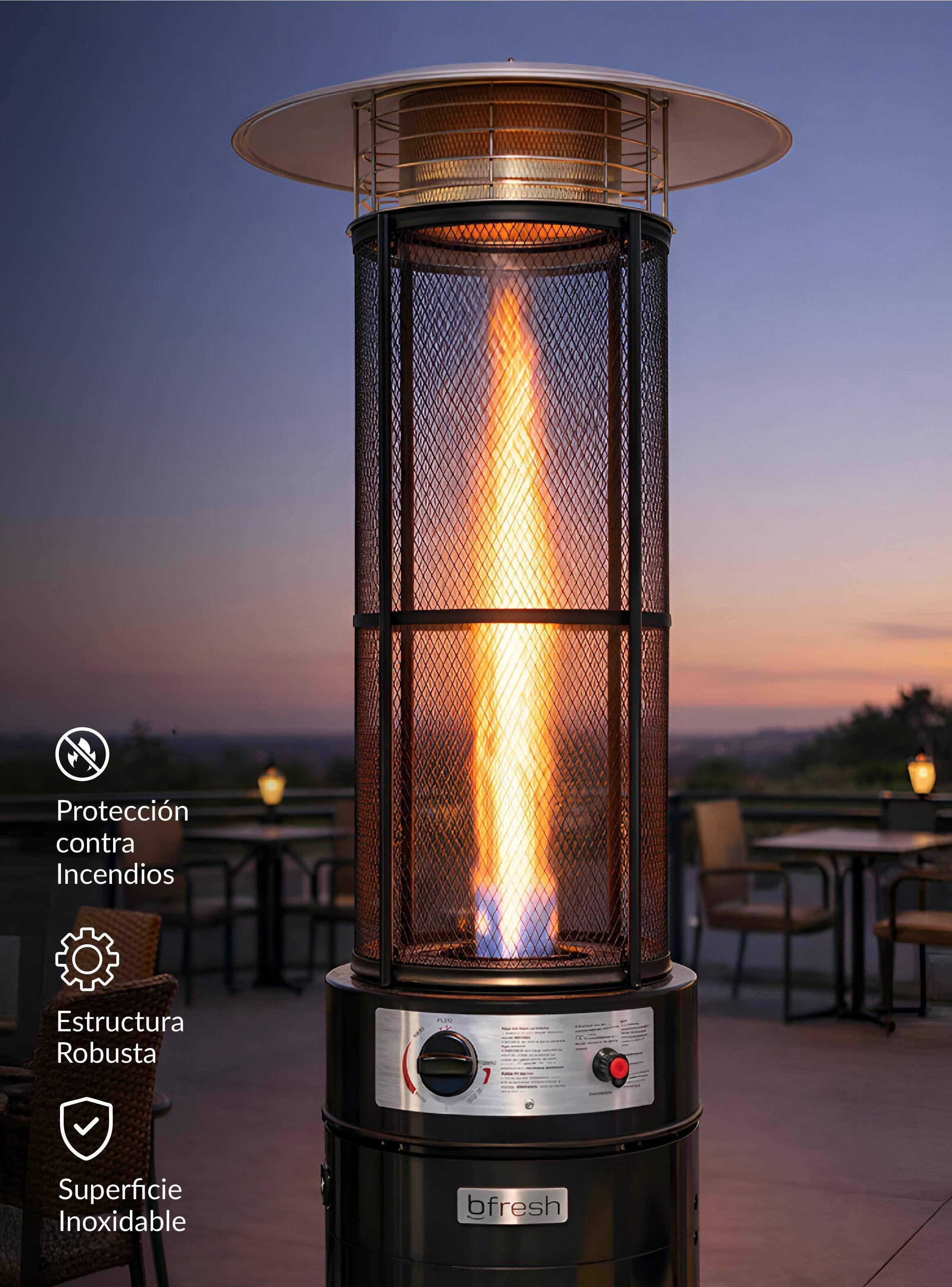 Estufa Patio Exterior Cilíndrica A Gas 12,5kw Negra Bfresh-5