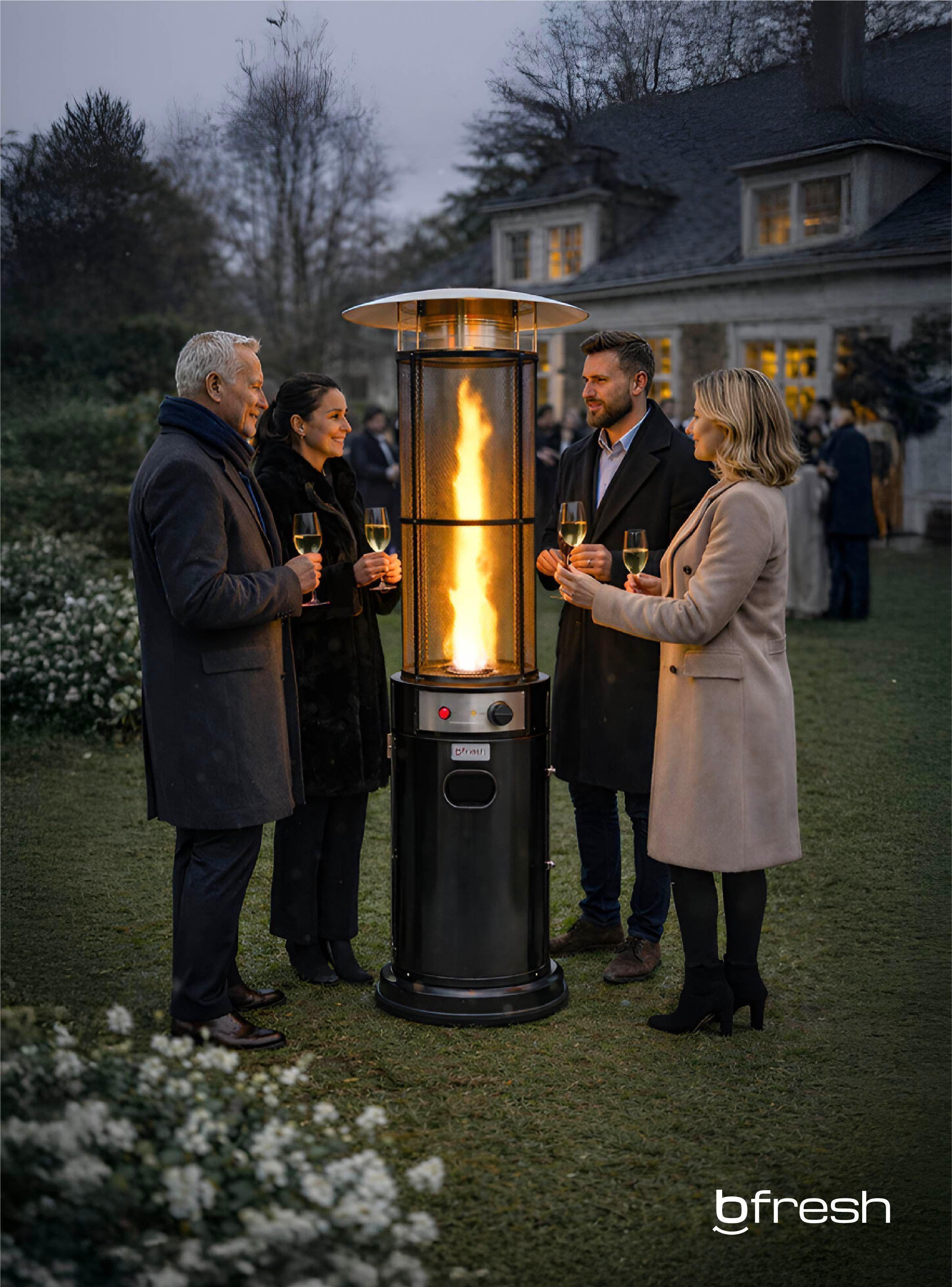 Estufa Patio Exterior Cilíndrica A Gas 12,5kw Negra Bfresh-6