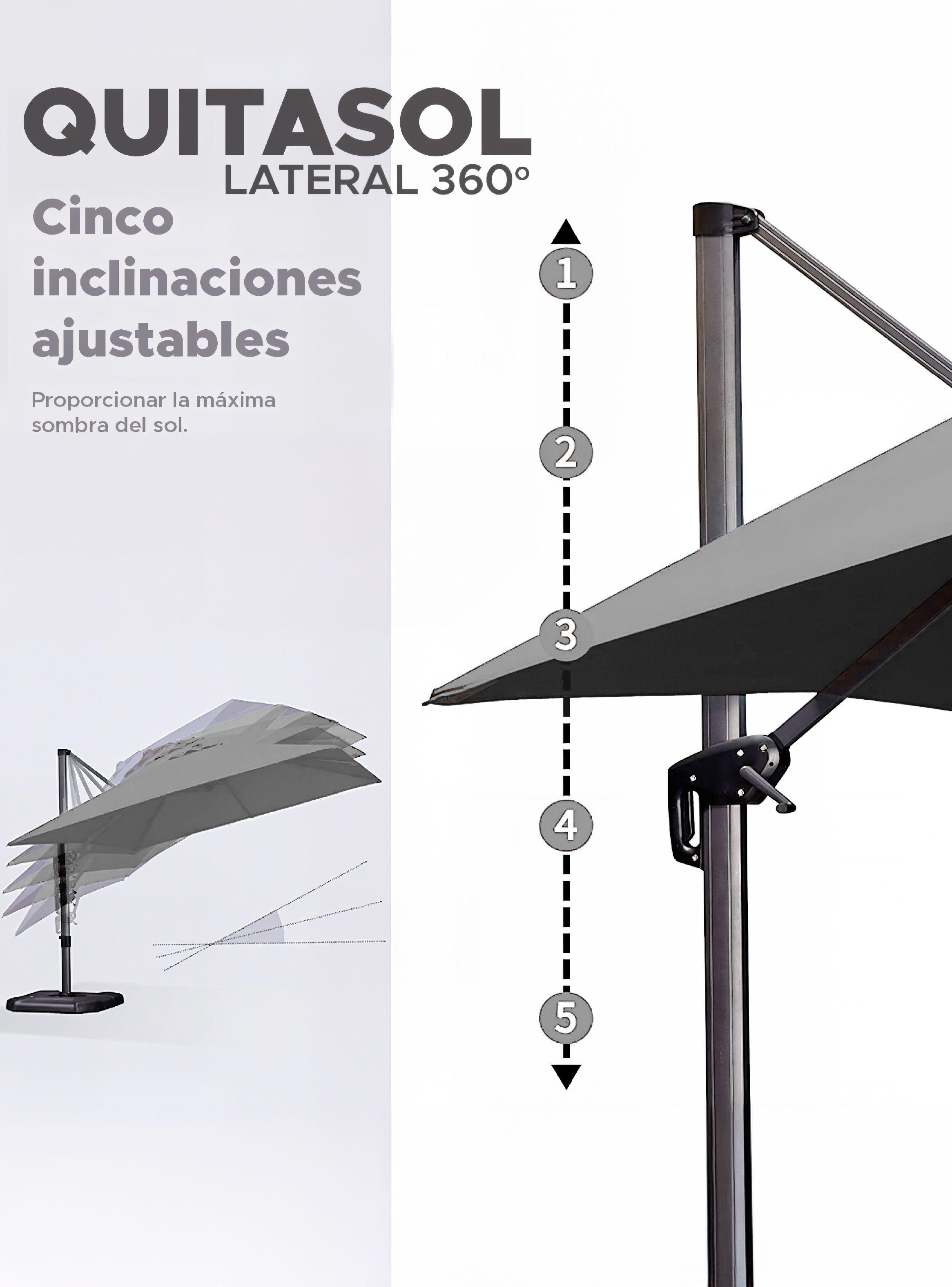Quitasol para terraza Lateral Gris 360 Vincenzi-2