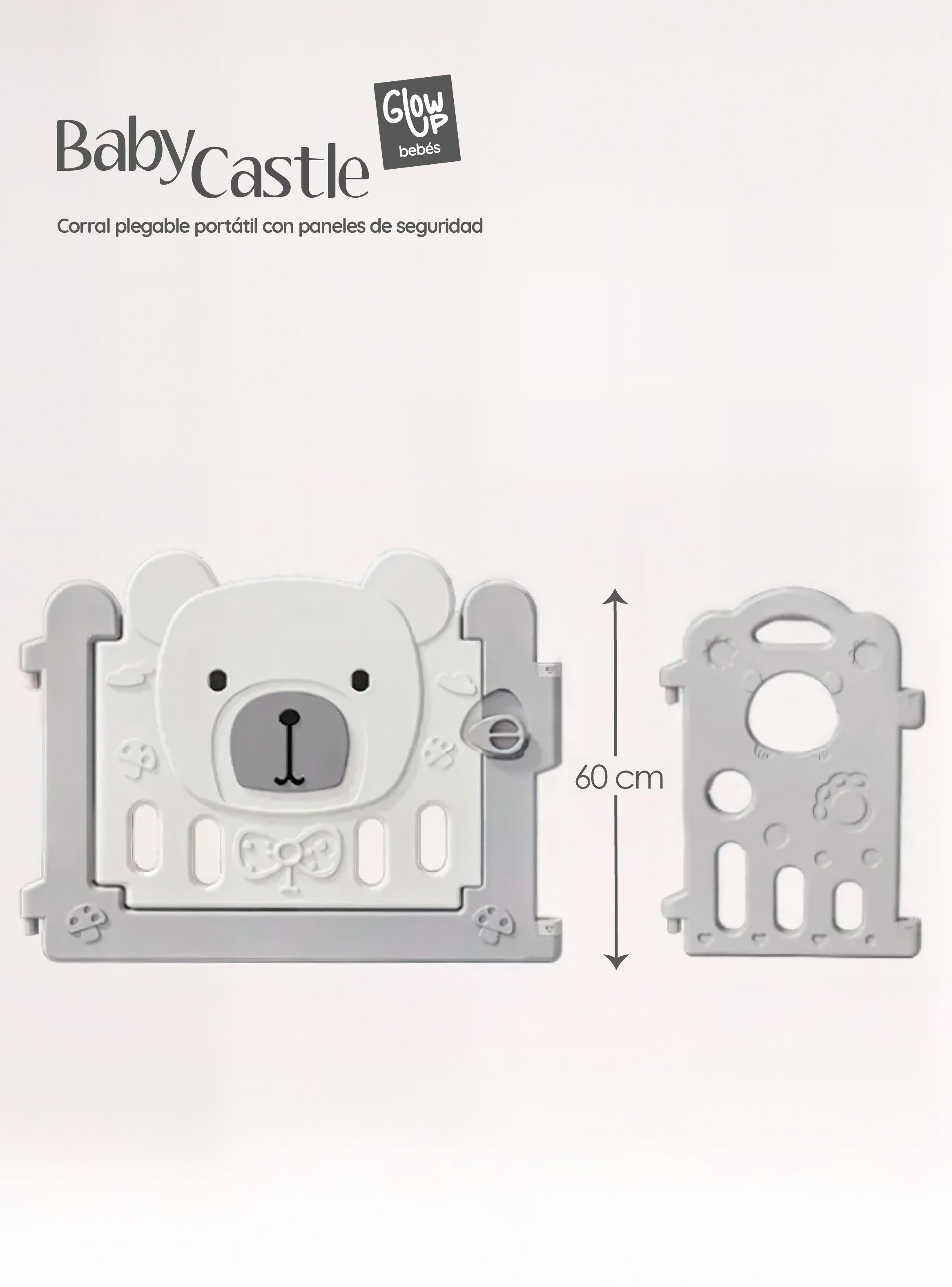 Corral Para Bebé Plegable Osito Portátil Con Panel Seguridad-2