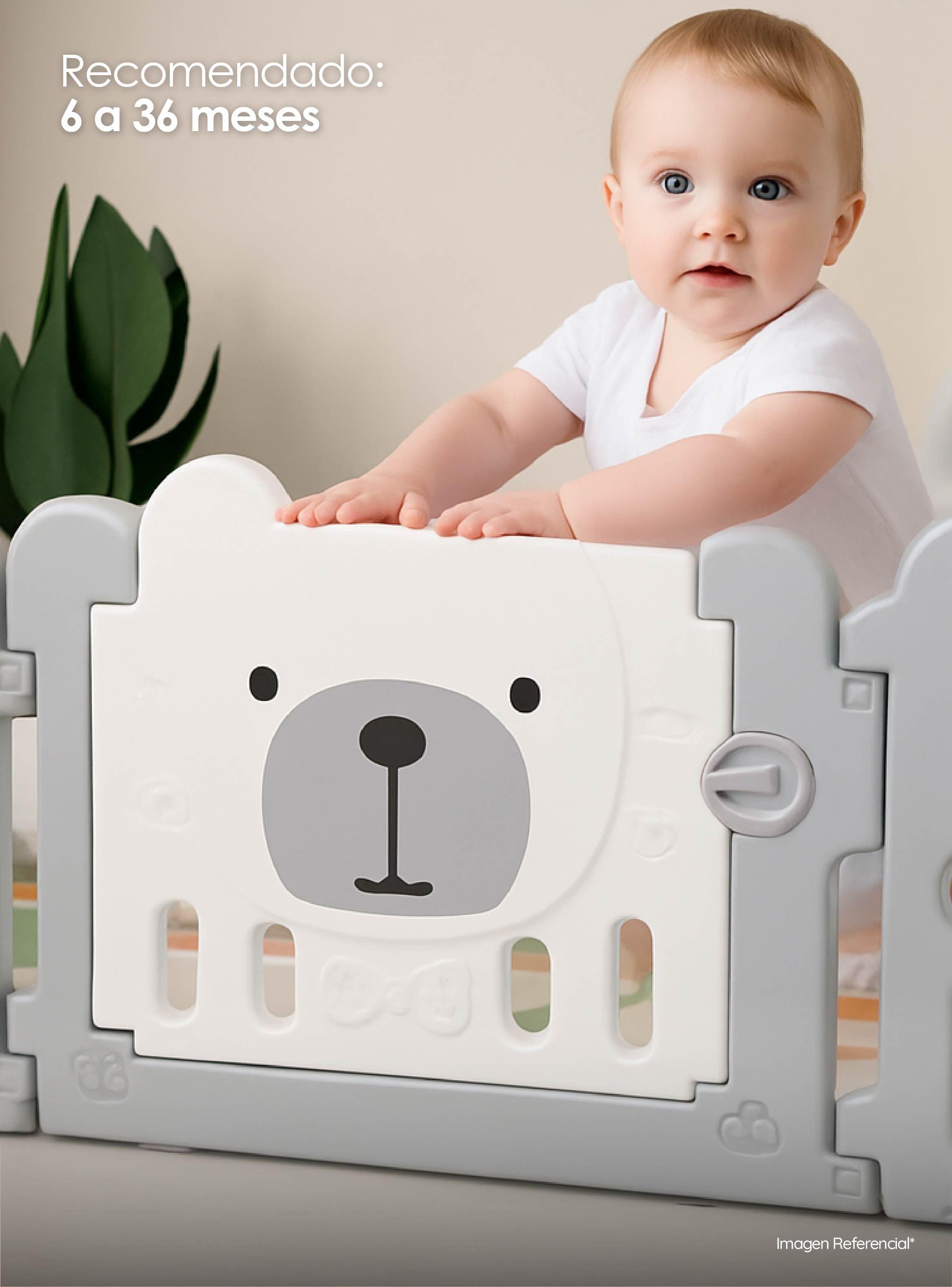 Corral Para Bebé Plegable Osito Portátil Con Panel Seguridad-3